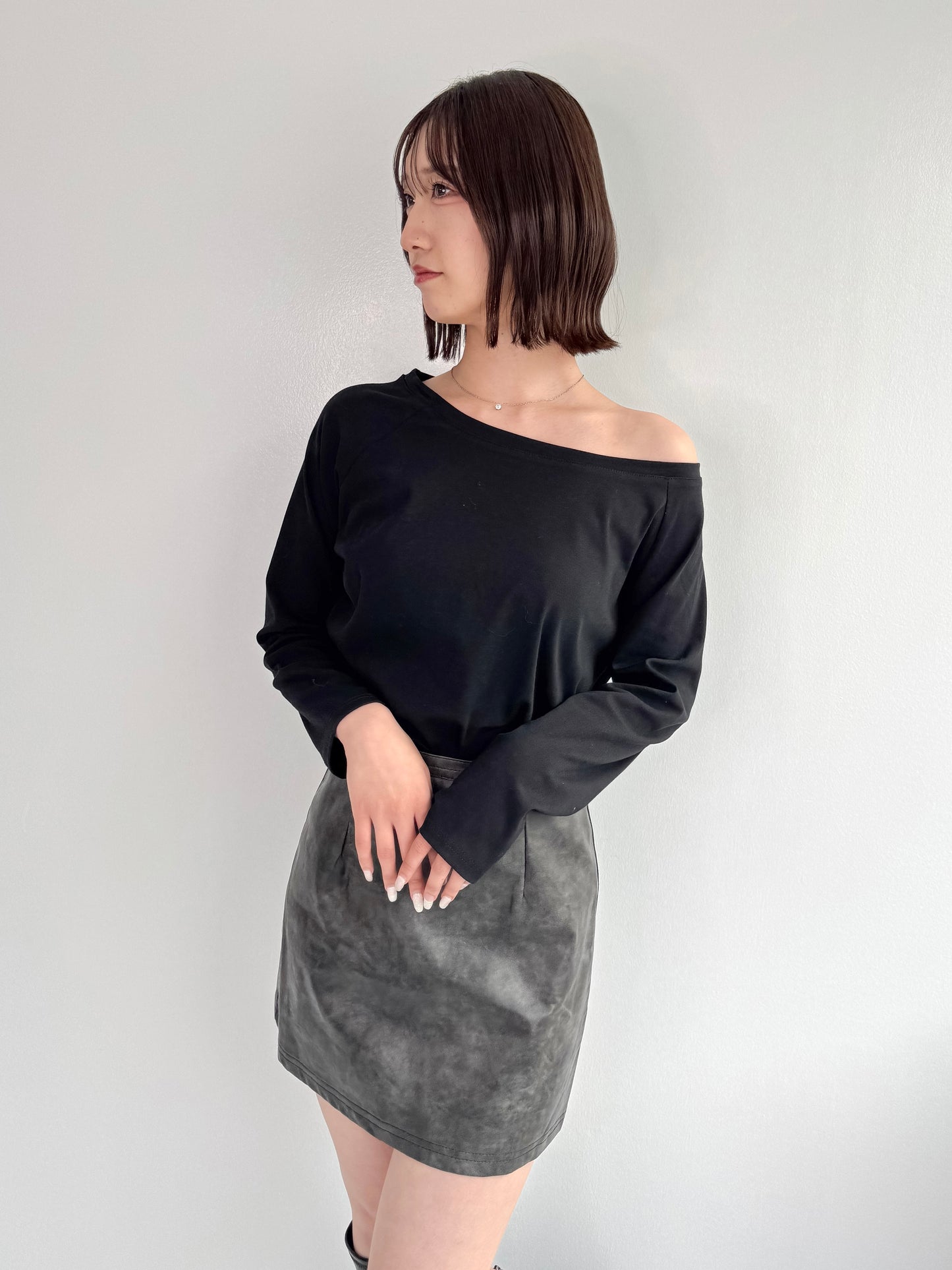 【Official限定価格】ビンテージ風レザー台形スカート