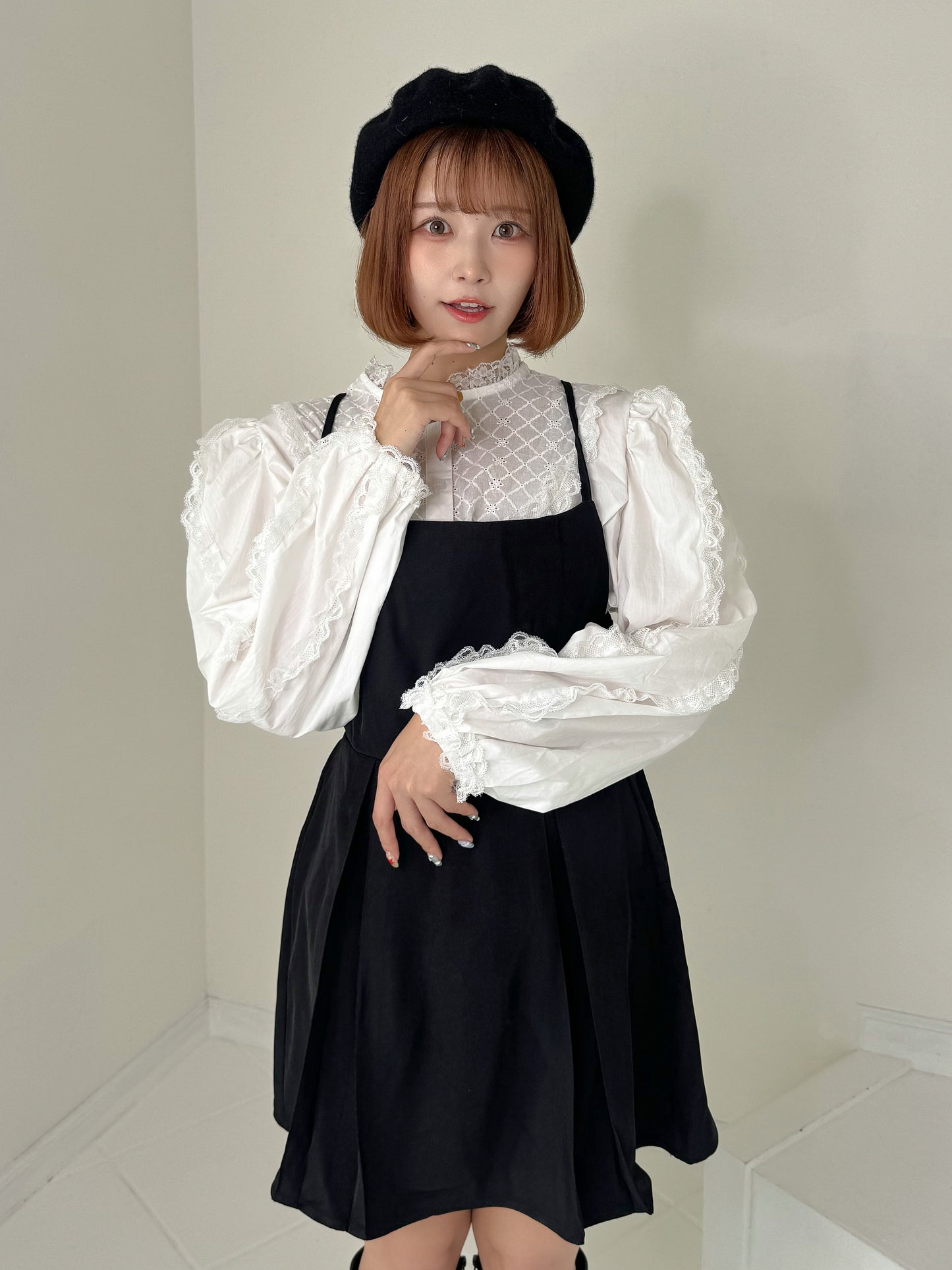 【先行販売】フリルパフスリーブコットンブラウス