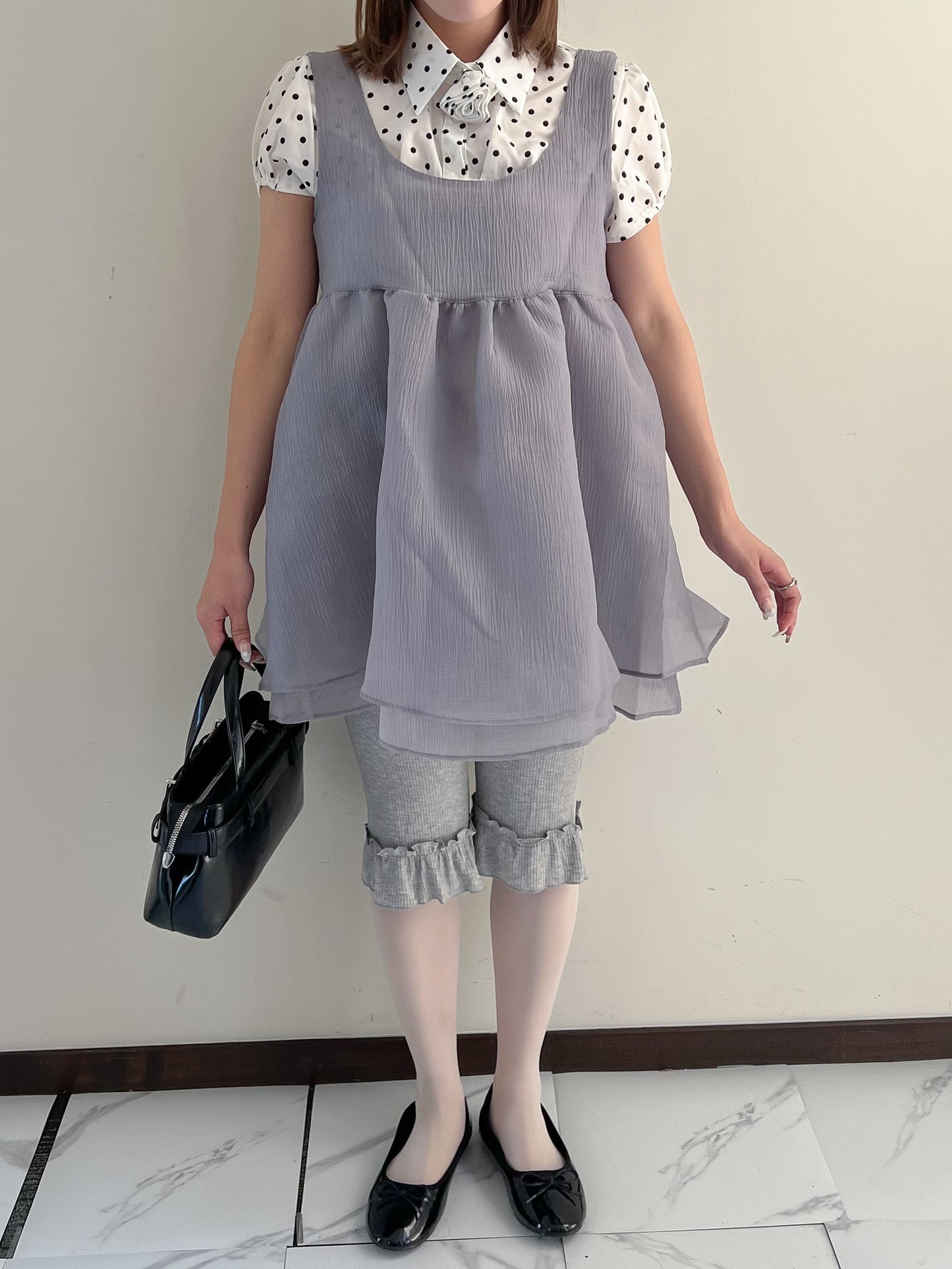 フリル付きリブレギンスパンツ