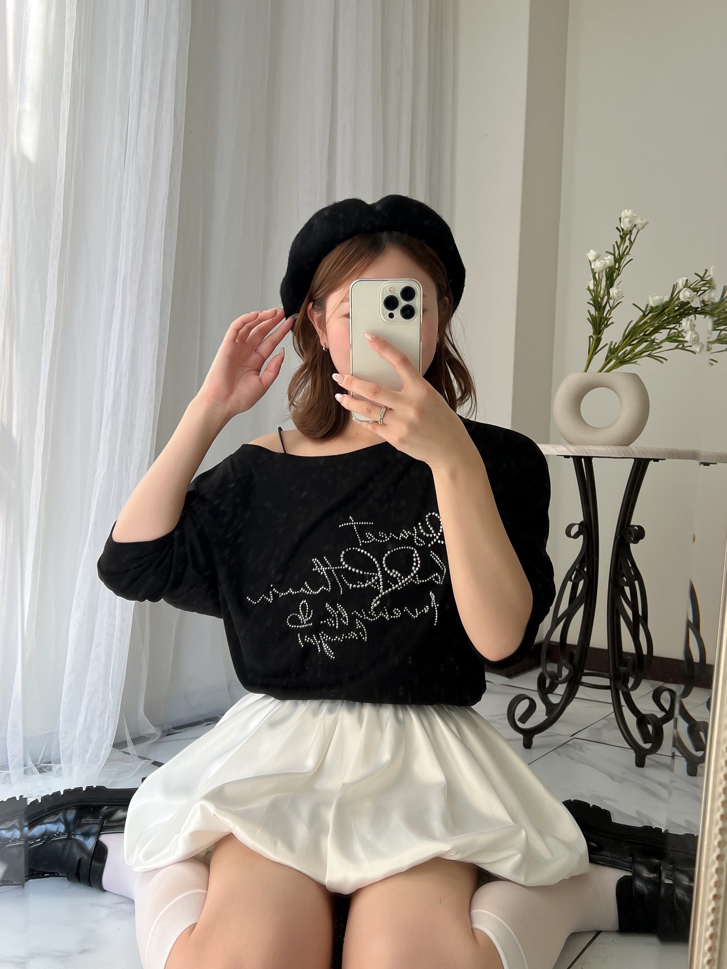 【Official限定価格】ラインストーンワンショルビッグT