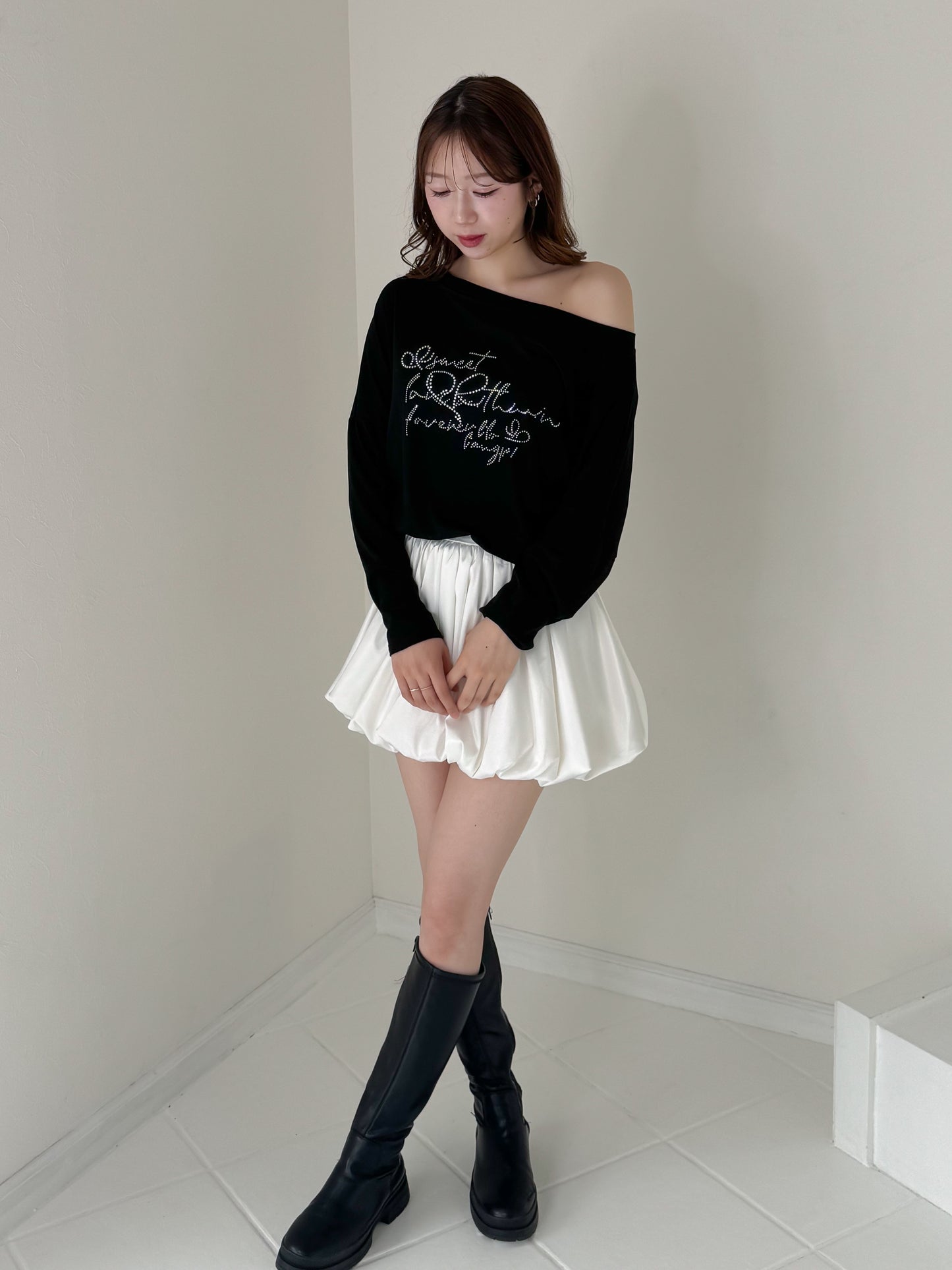 【Official限定価格】ラインストーンワンショルビッグT