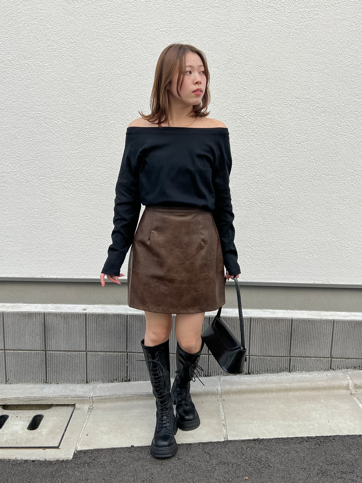 【Official限定価格】ビンテージ風レザー台形スカート