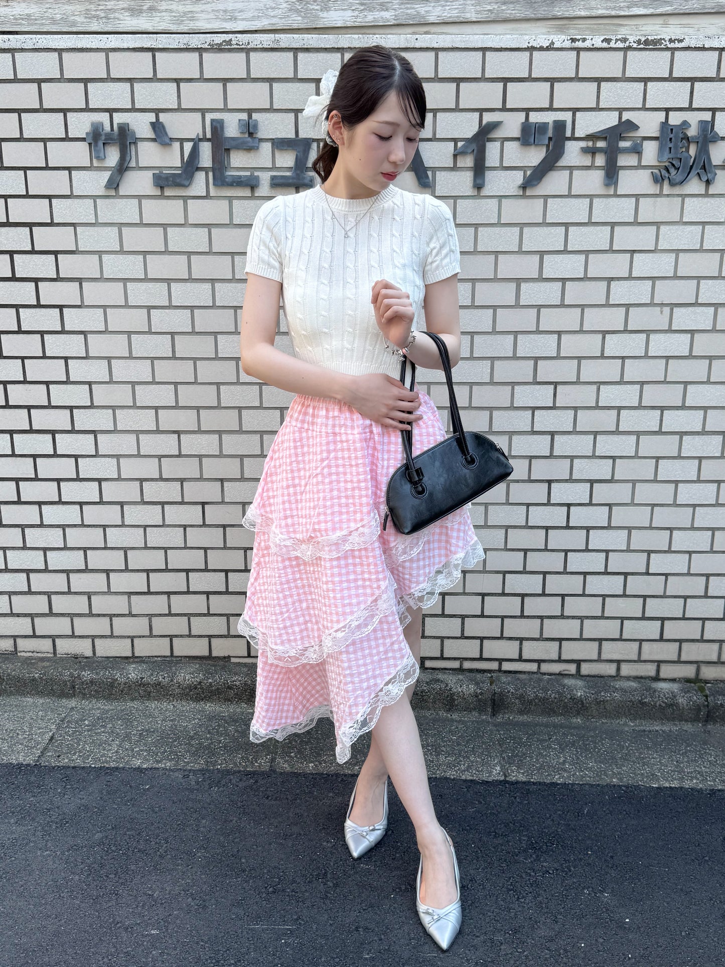 【Official限定価格】ギンガムチェックアシメスカート