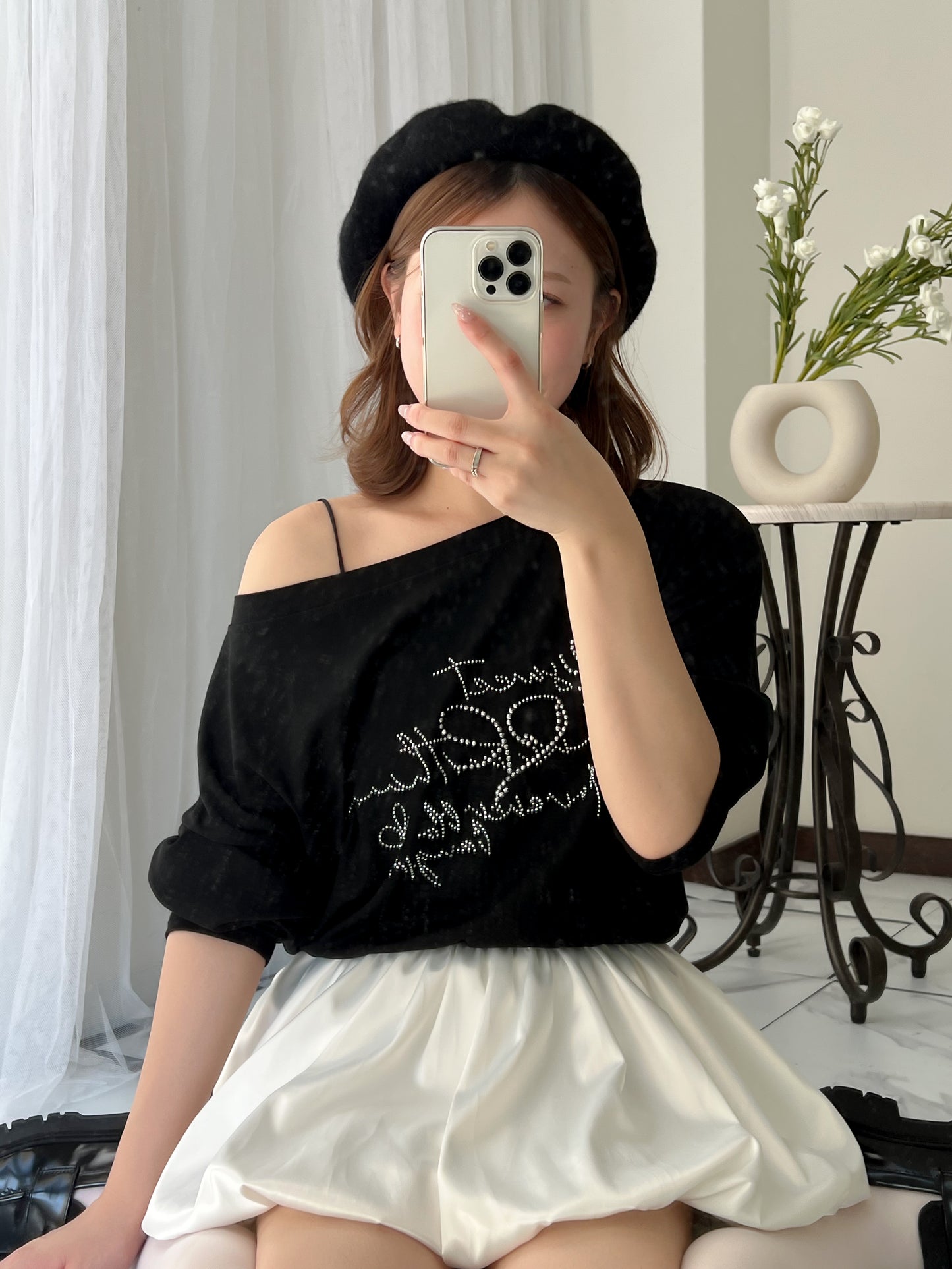 【Official限定価格】ラインストーンワンショルビッグT