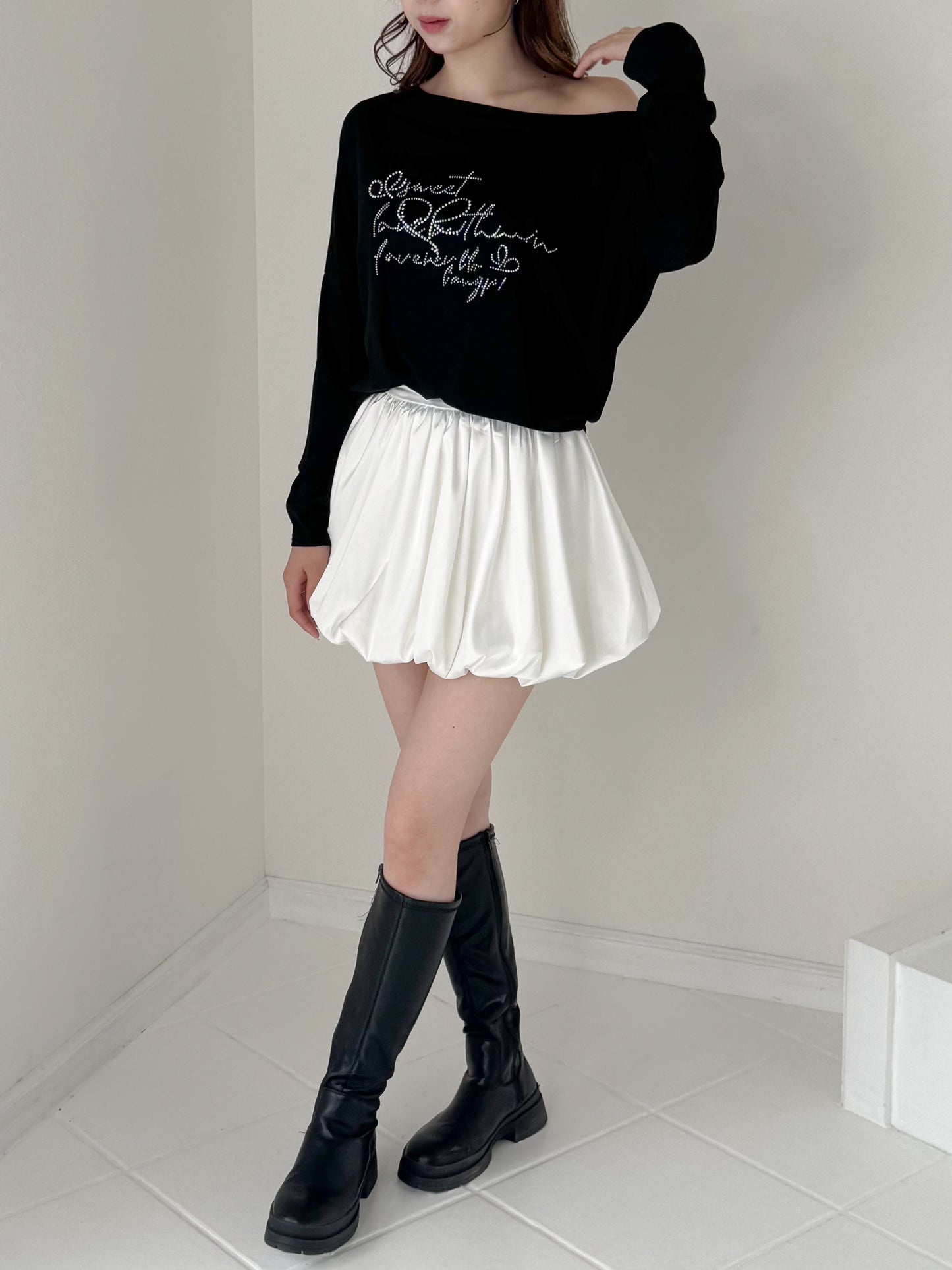 【Official限定価格】ラインストーンワンショルビッグT