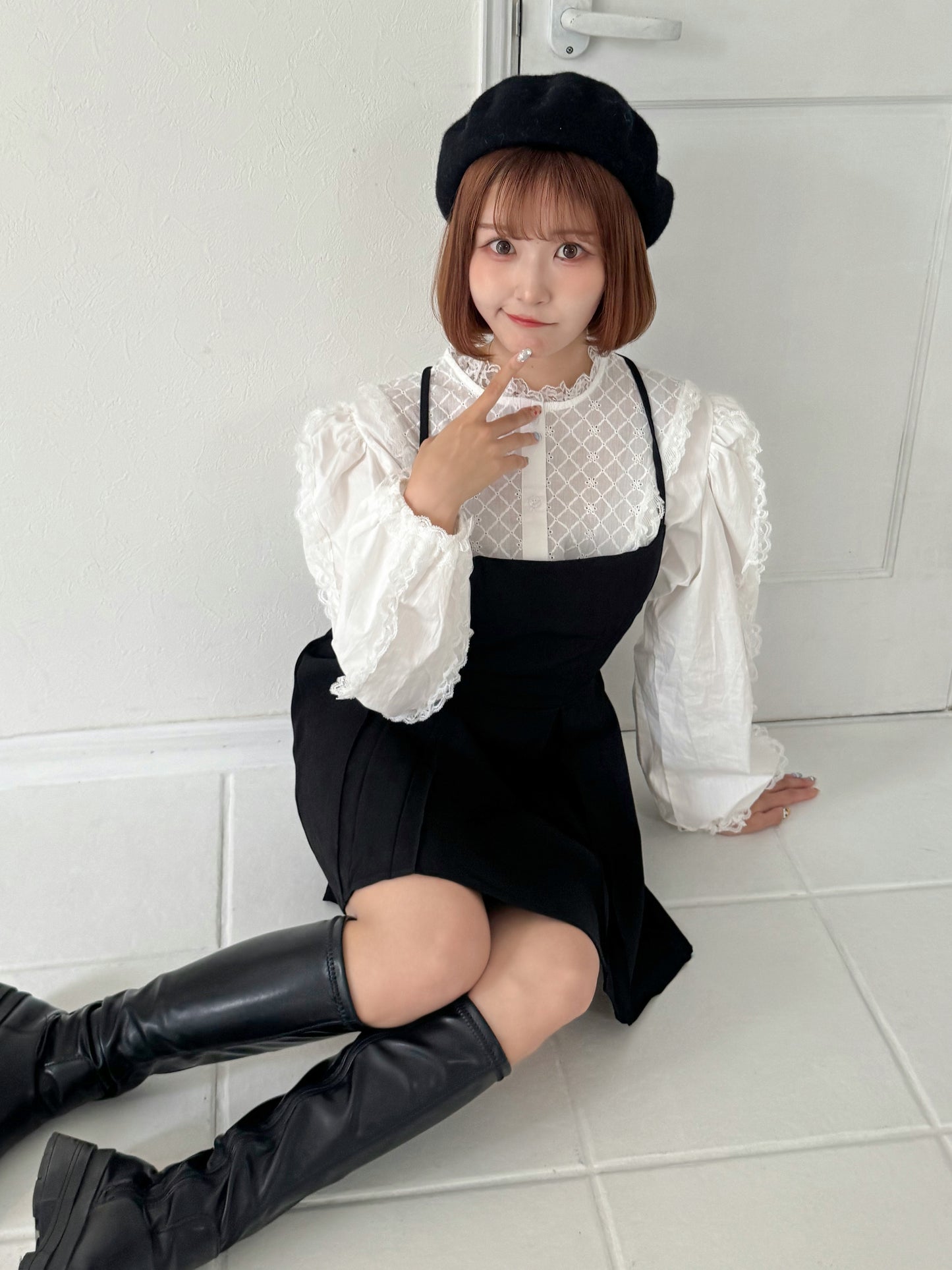 【先行販売】フリルパフスリーブコットンブラウス