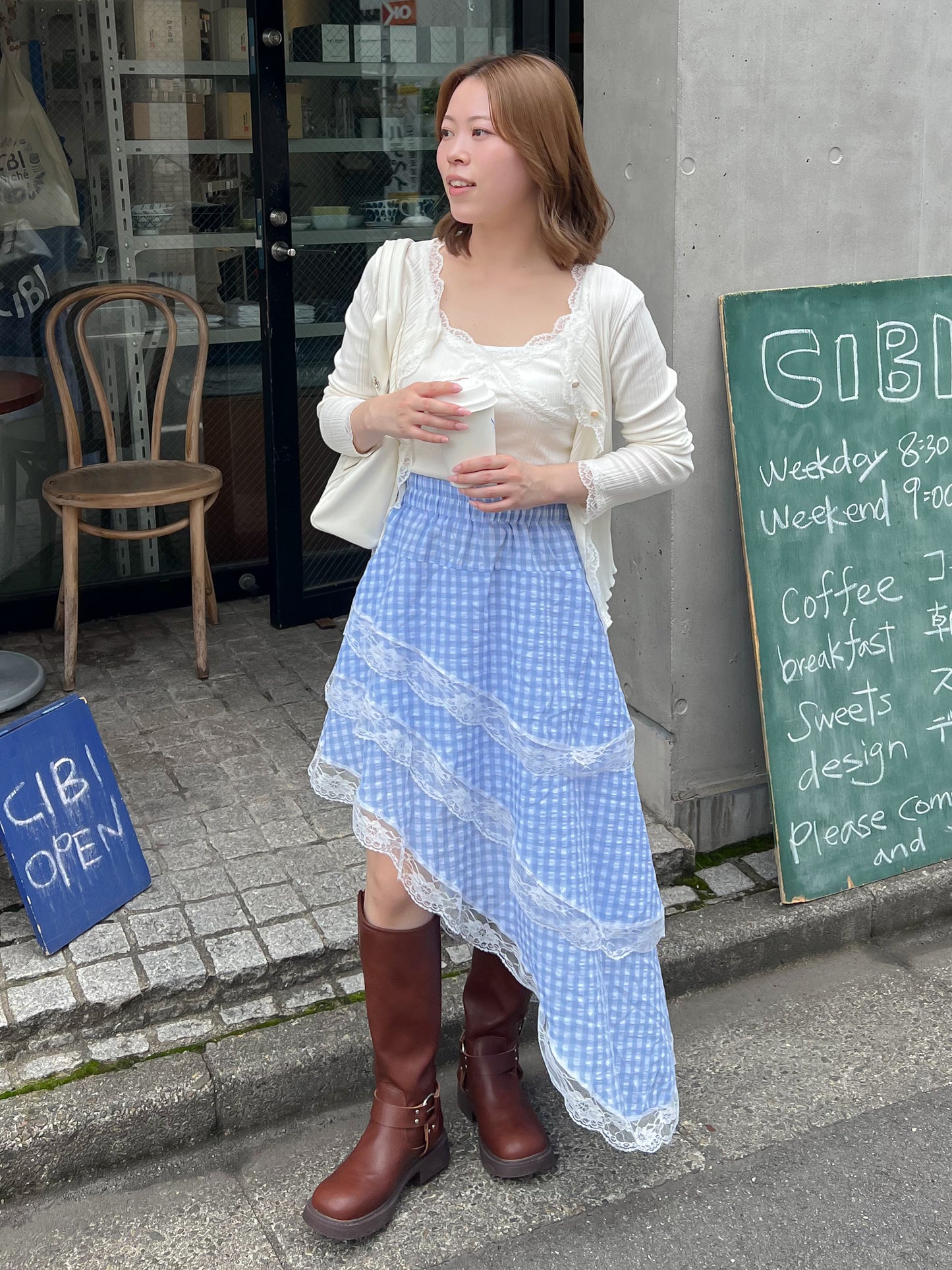【Official限定価格】ギンガムチェックアシメスカート
