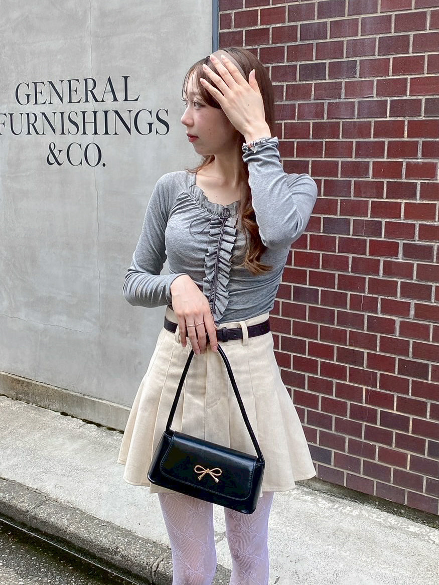 【Official限定価格】ベルト付きコーデュロイプリーツスカート