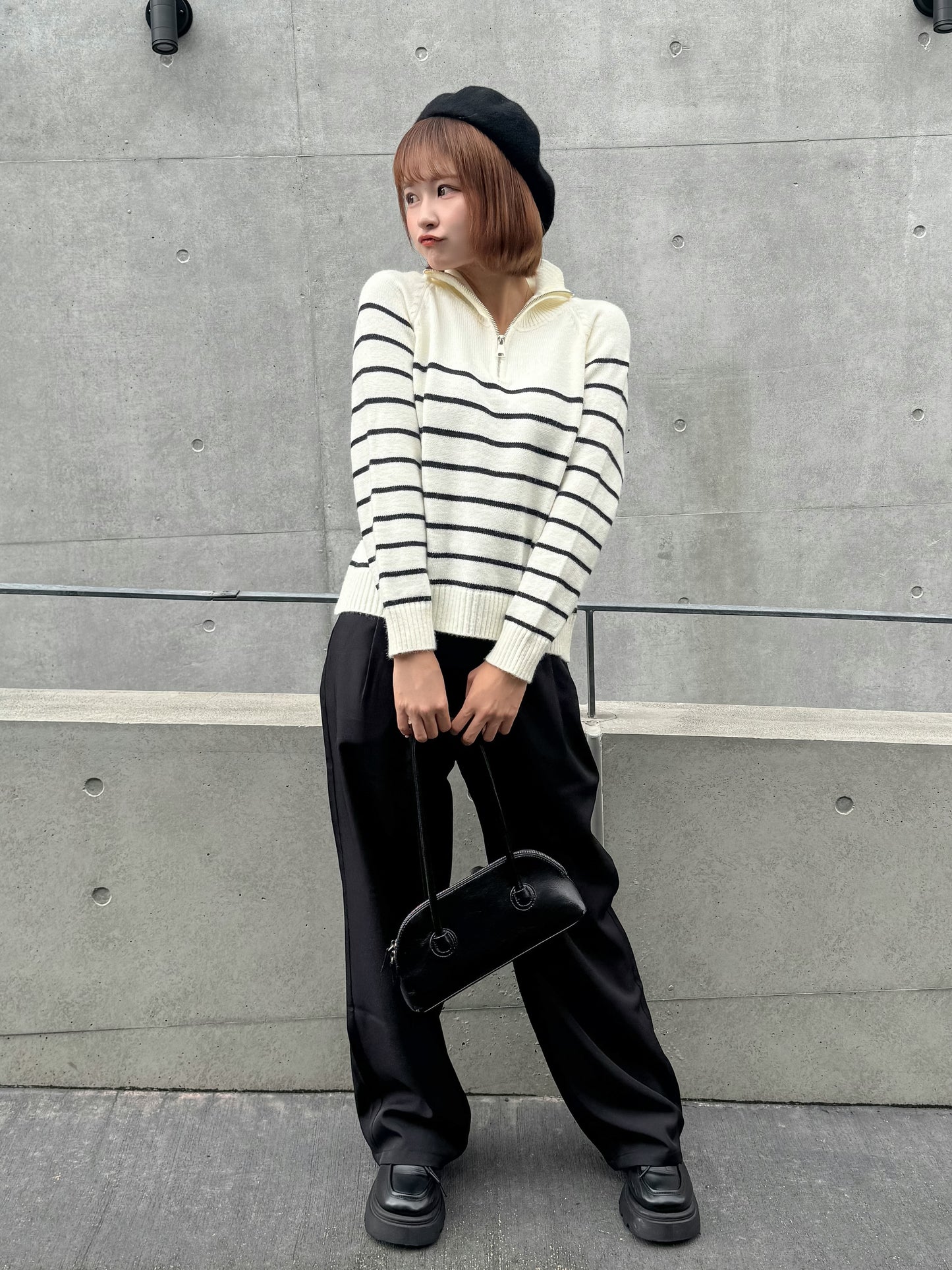 【Official限定価格】ハーフジップボーダーニット