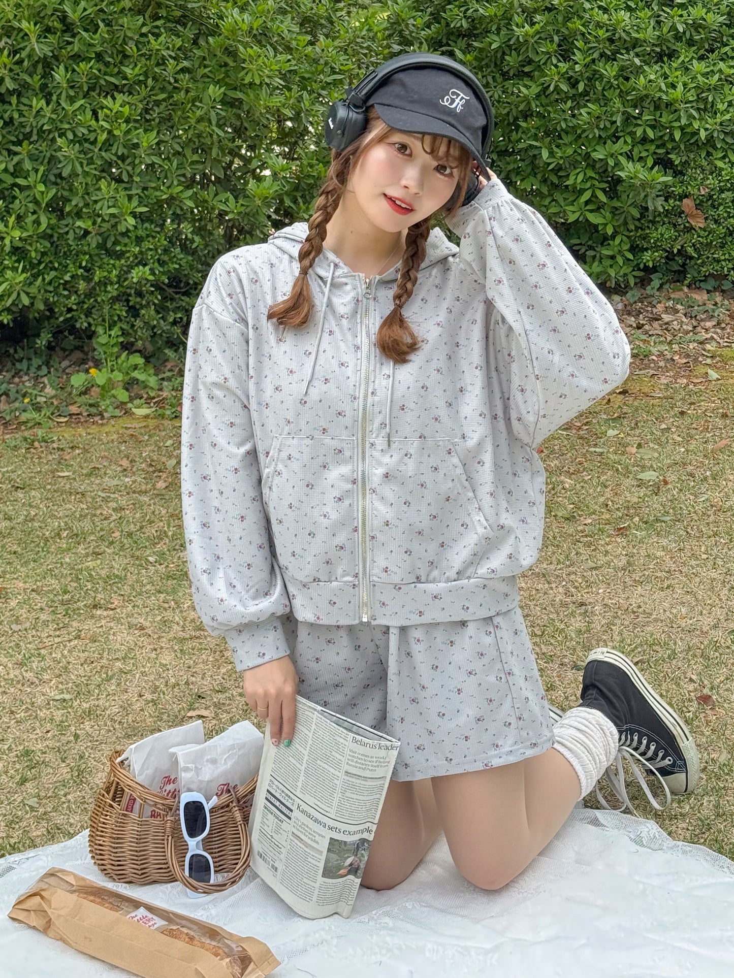 小花柄サーマルセットアップ