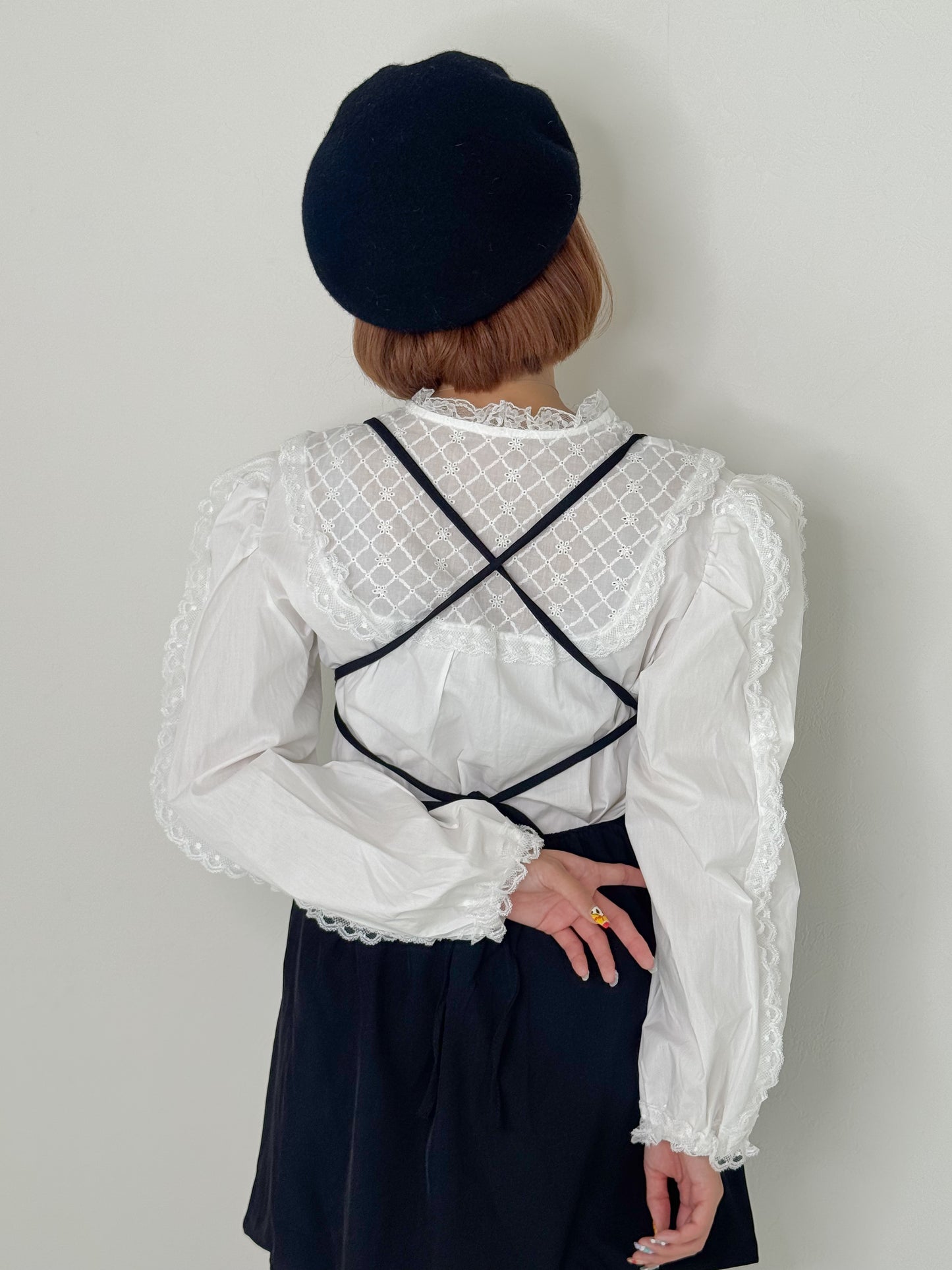 【先行販売】フリルパフスリーブコットンブラウス