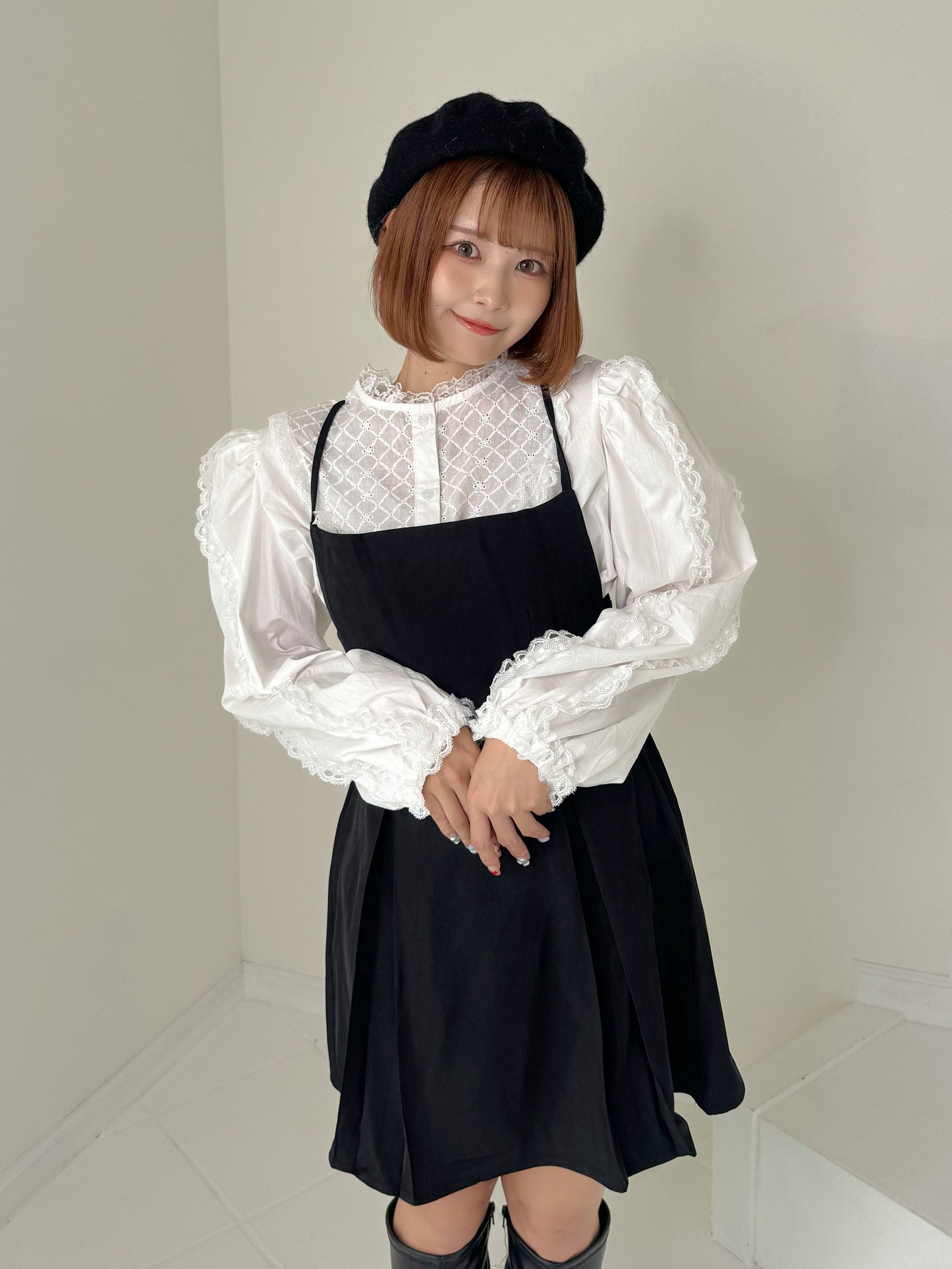 【先行販売】フリルパフスリーブコットンブラウス