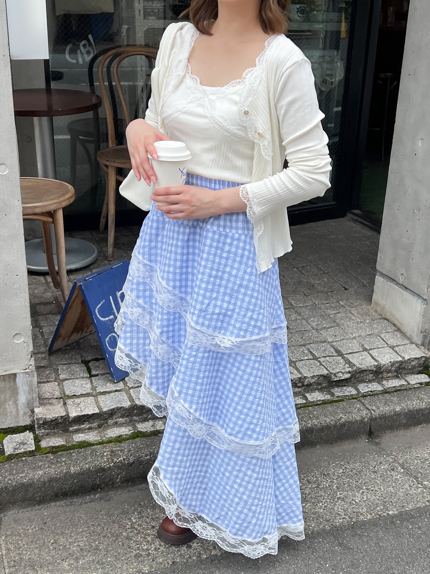 【Official限定価格】ギンガムチェックアシメスカート