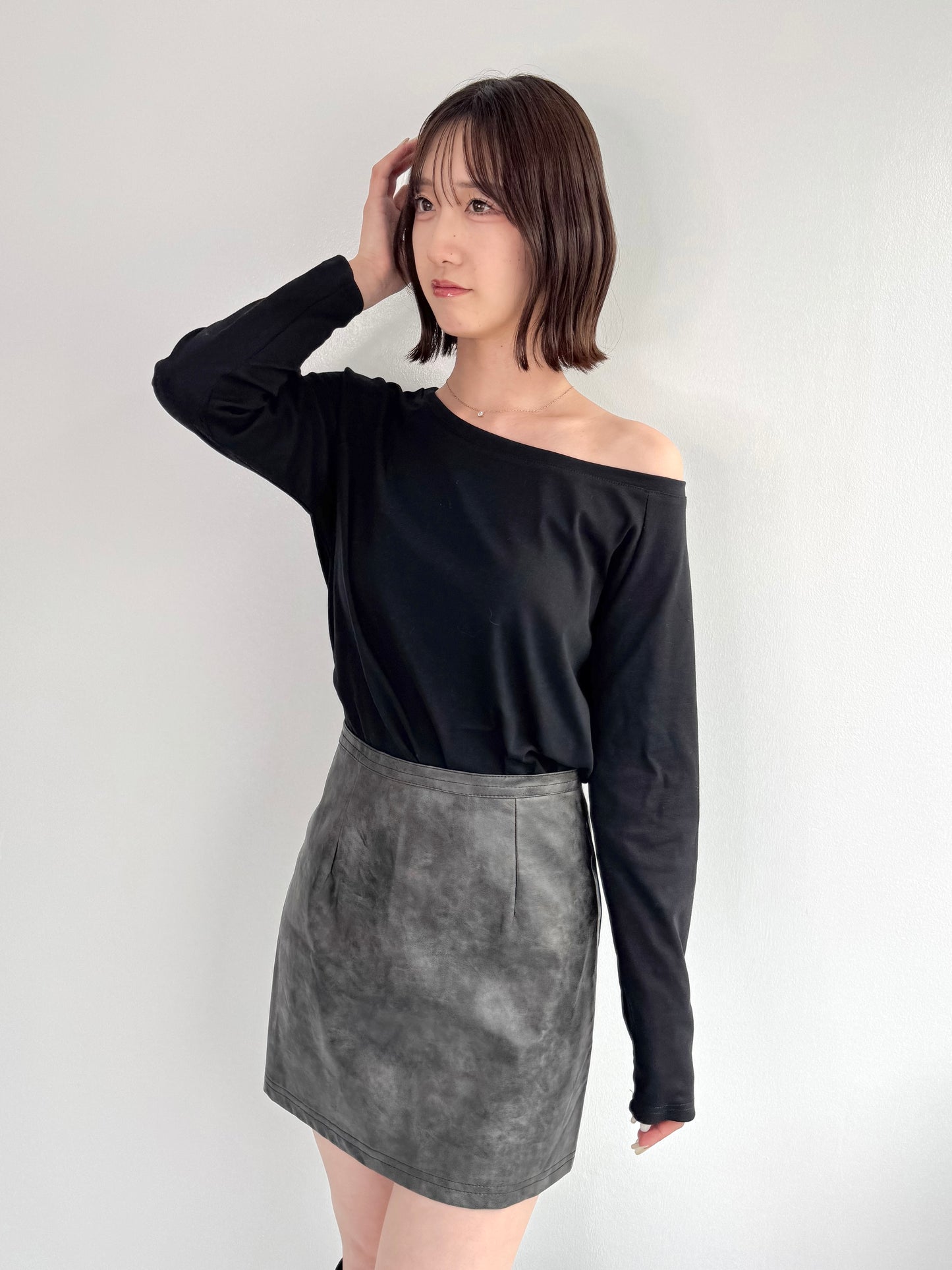【Official限定価格】ビンテージ風レザー台形スカート