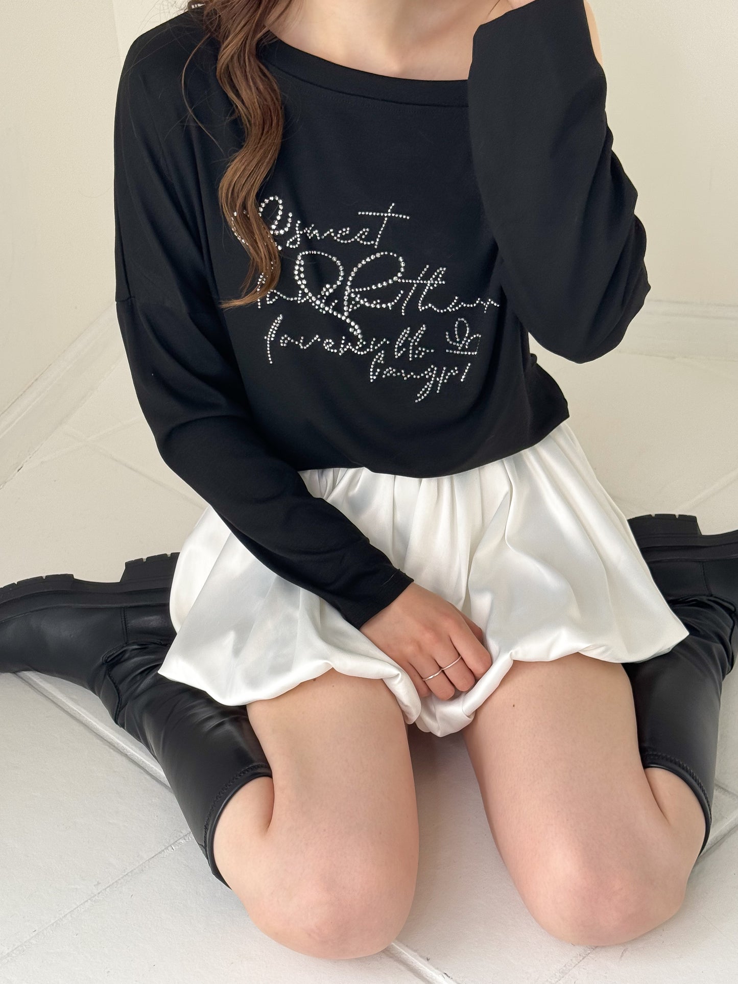 【Official限定価格】ラインストーンワンショルビッグT