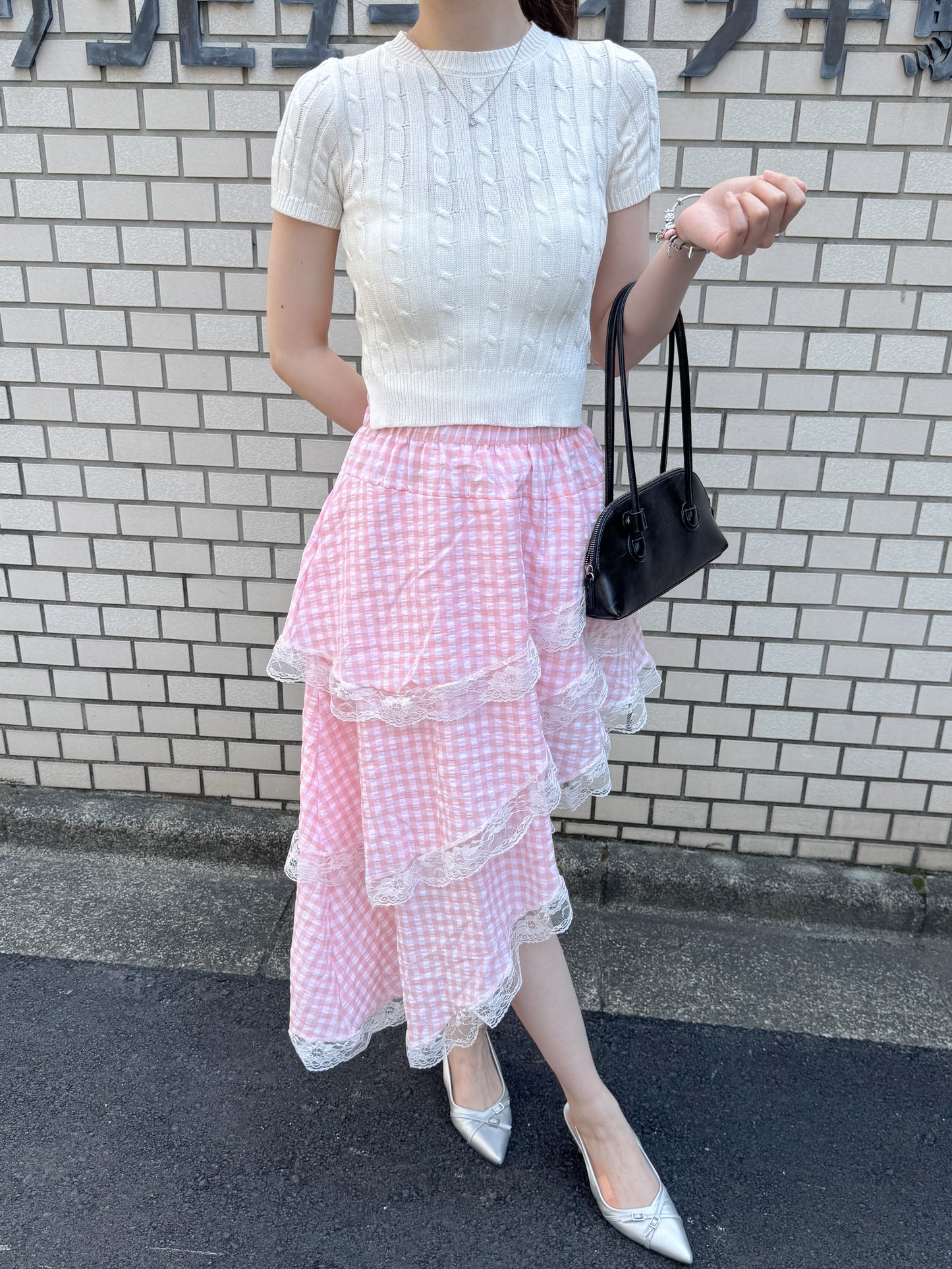 【Official限定価格】ギンガムチェックアシメスカート