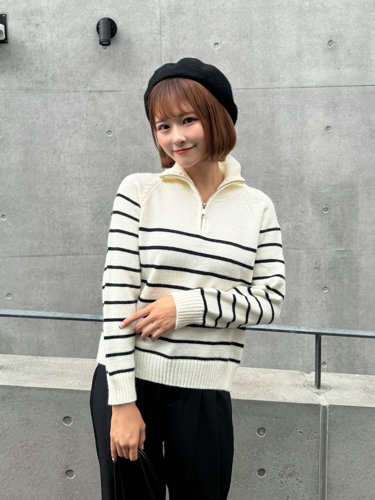 【Official限定価格】ハーフジップボーダーニット