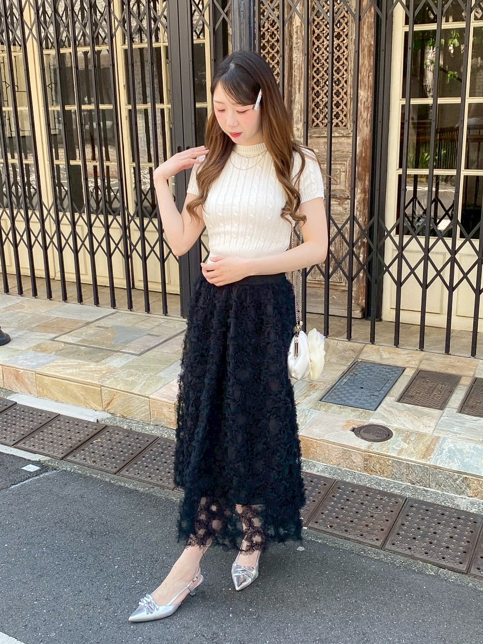 【Official限定価格】フラワーレースチュールスカート