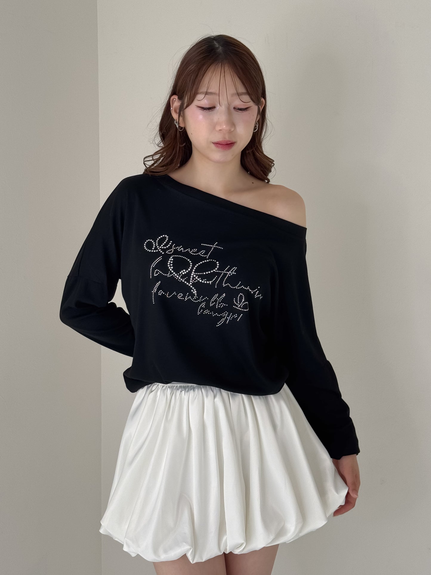 【Official限定価格】ラインストーンワンショルビッグT