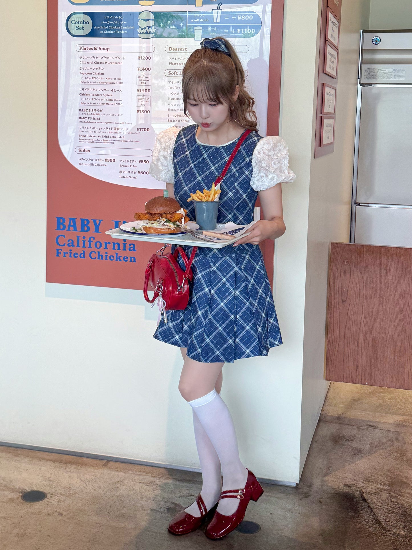 【5月9日(金)20:00販売開始】シュシュ付きチェックワンピース