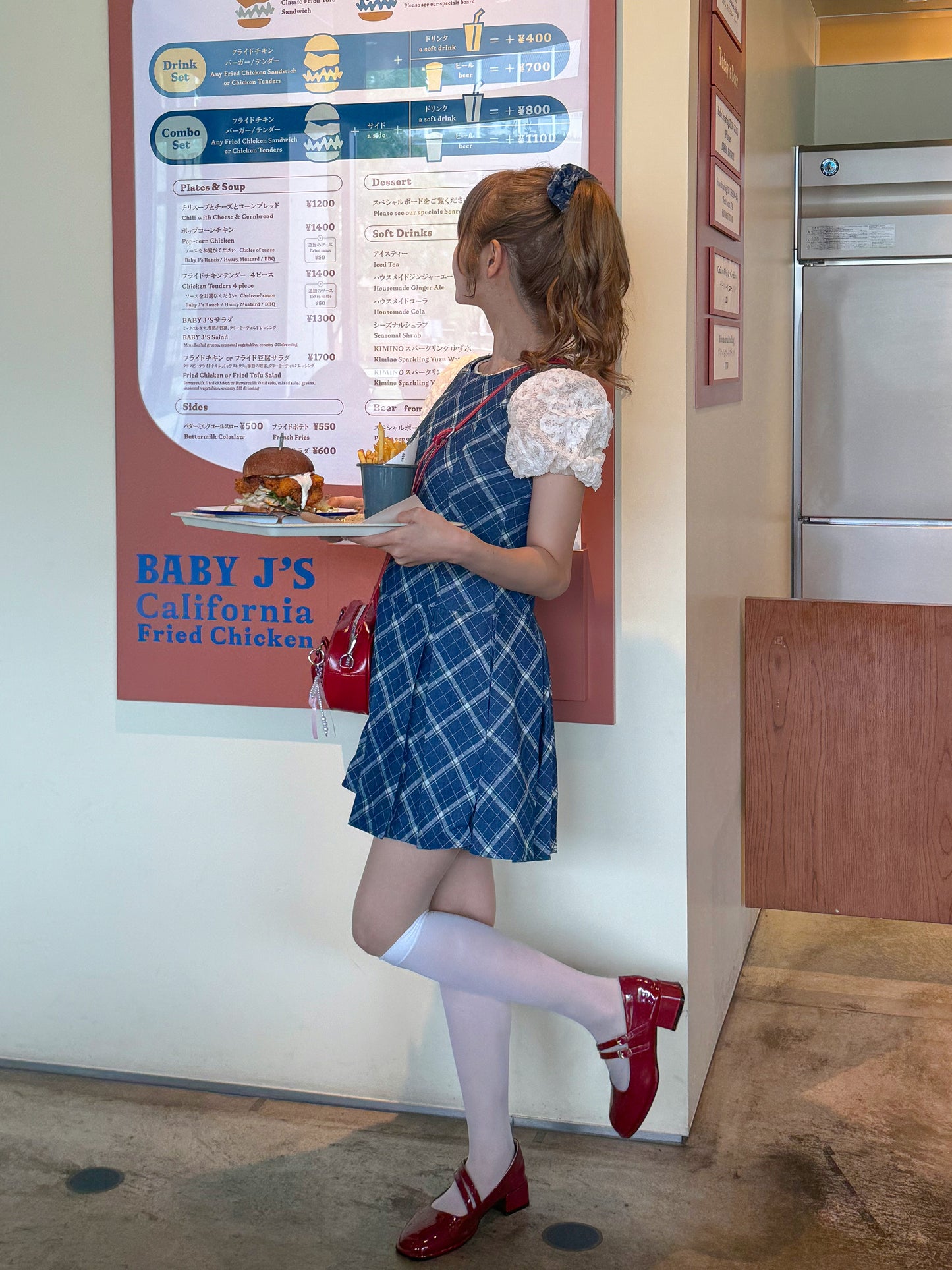 【5月9日(金)20:00販売開始】シュシュ付きチェックワンピース