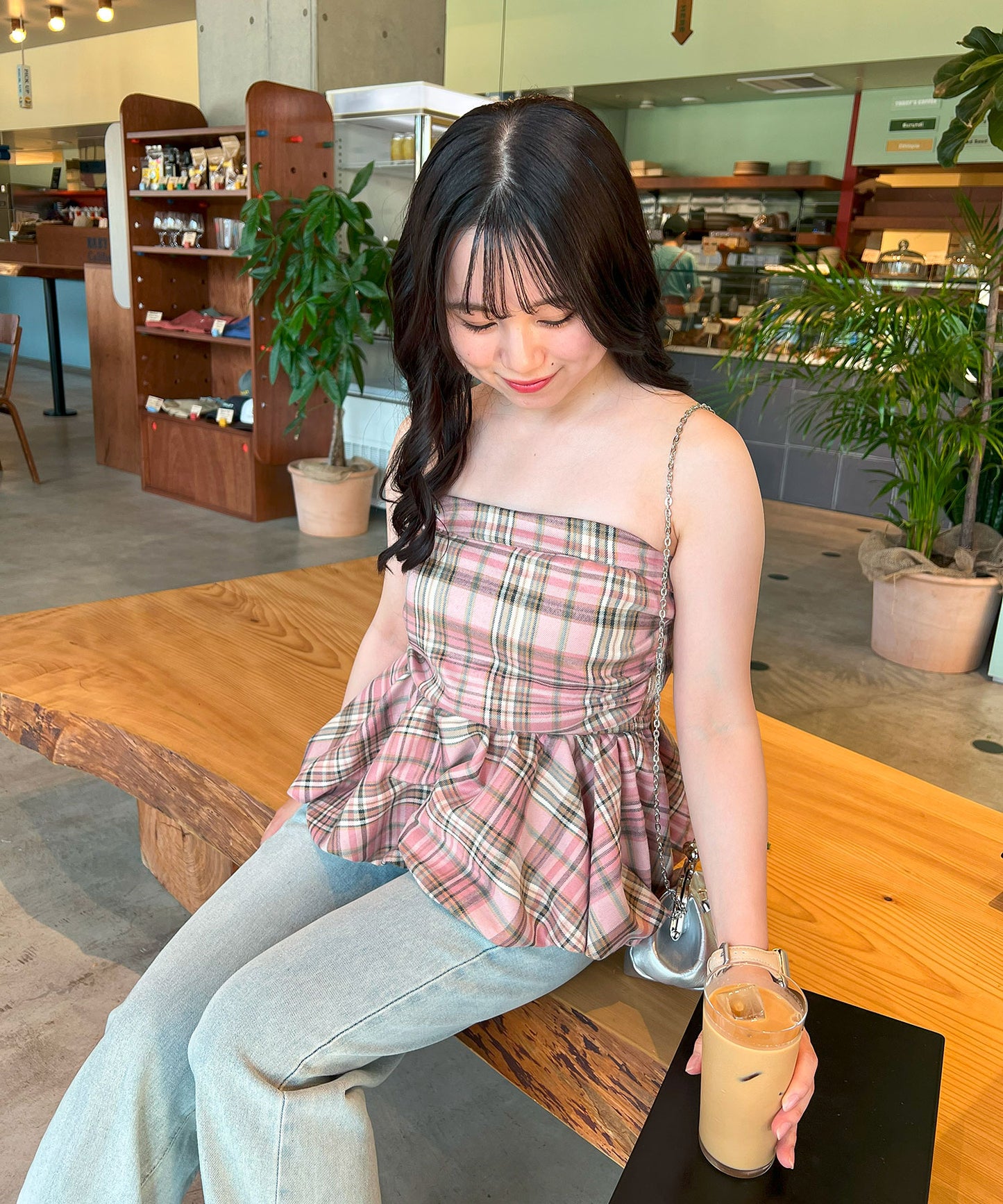 【Official限定販売】チェックベアペプラムトップス