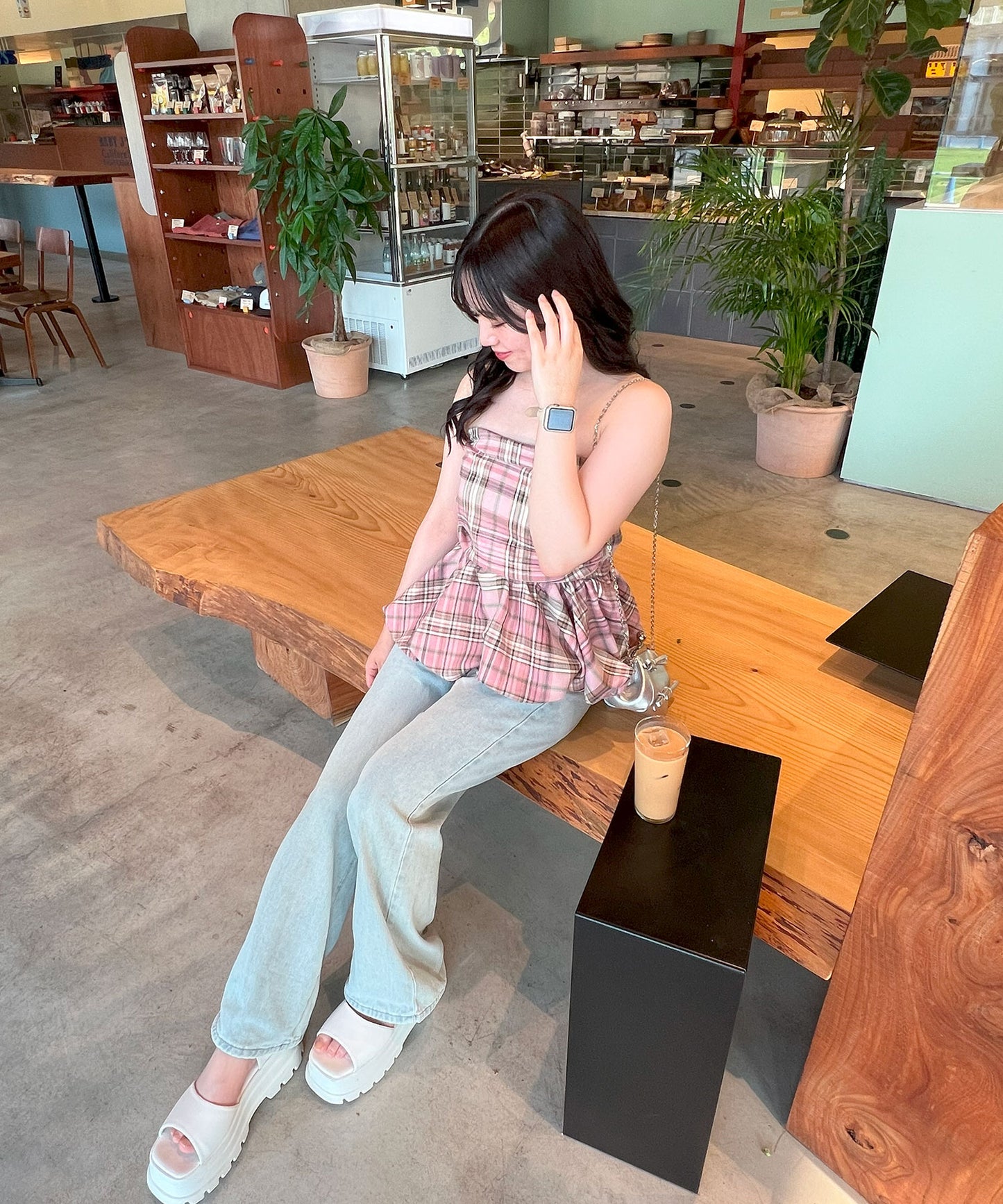 【Official限定販売】チェックベアペプラムトップス