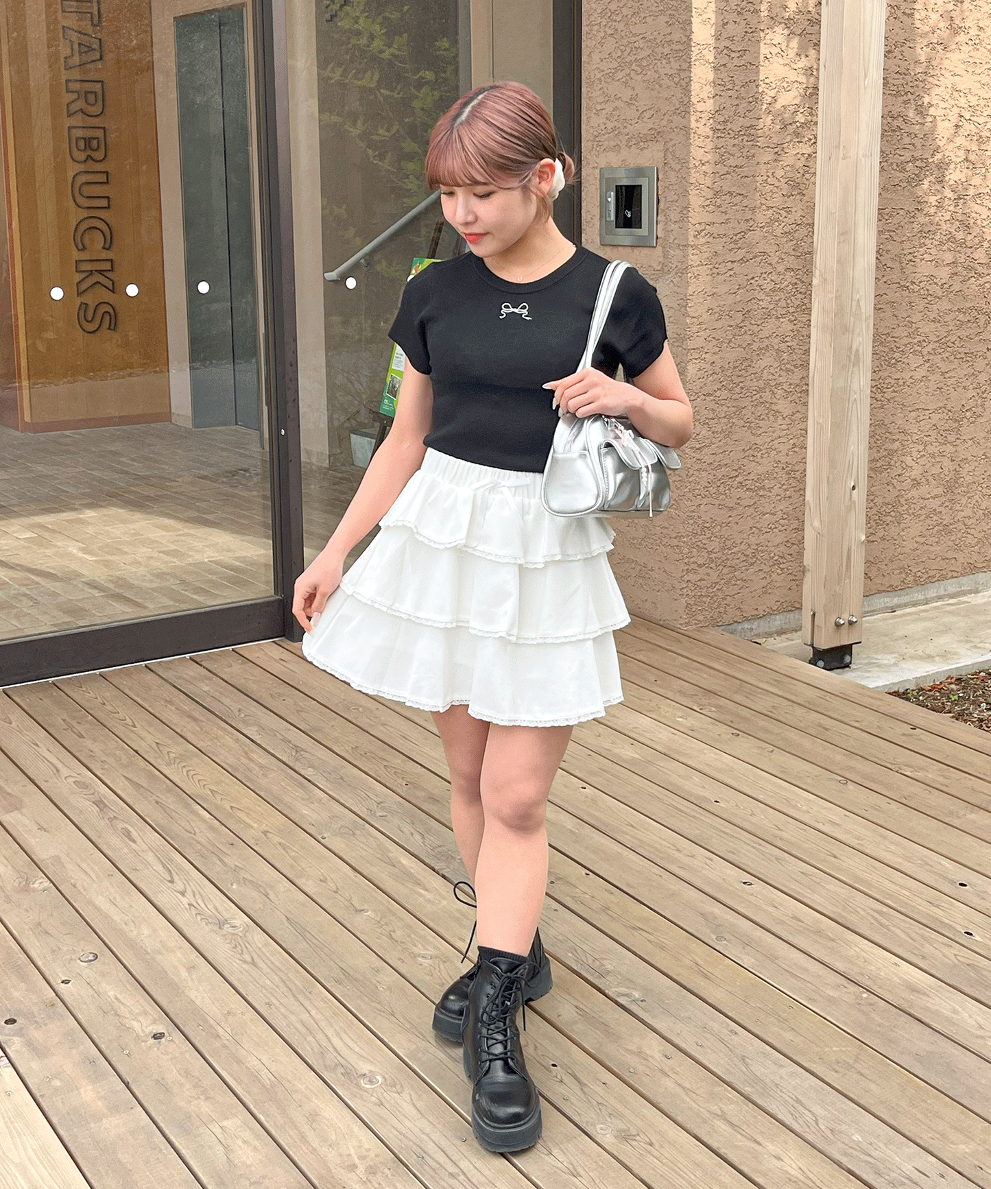 リボンニットトップス