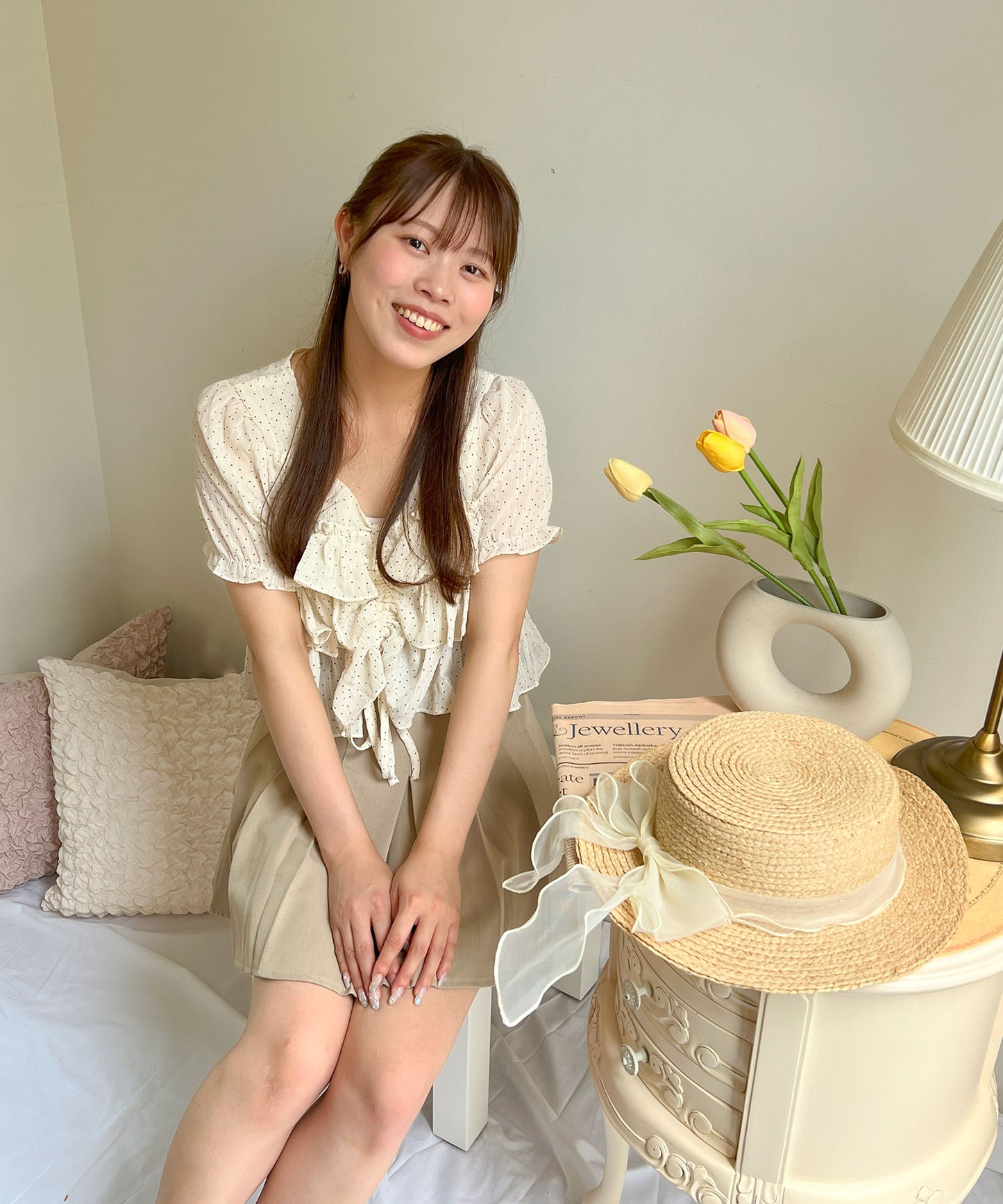 【Official限定価格】ドローストリングドットブラウス