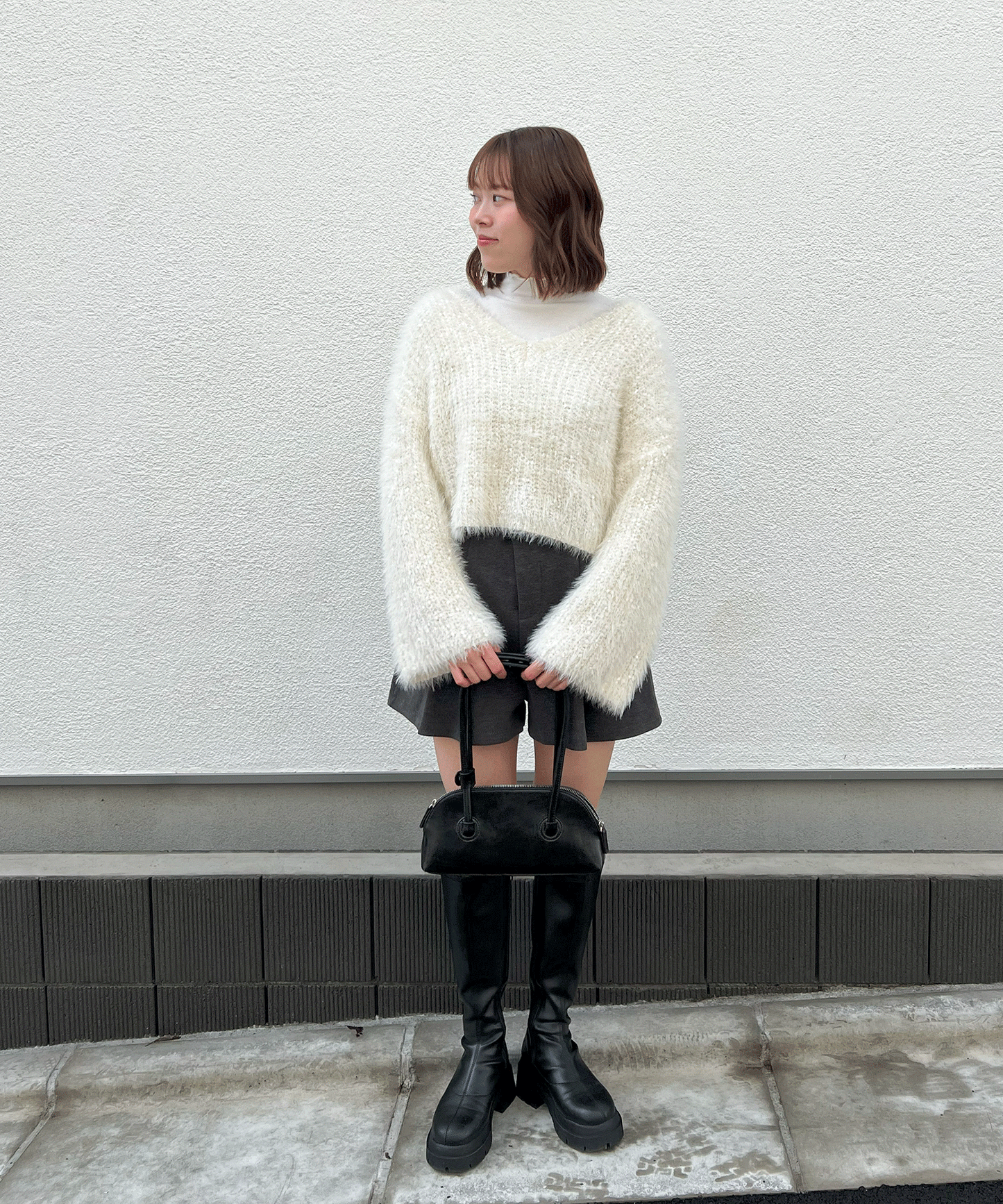 ベルト付きタックショートパンツ
