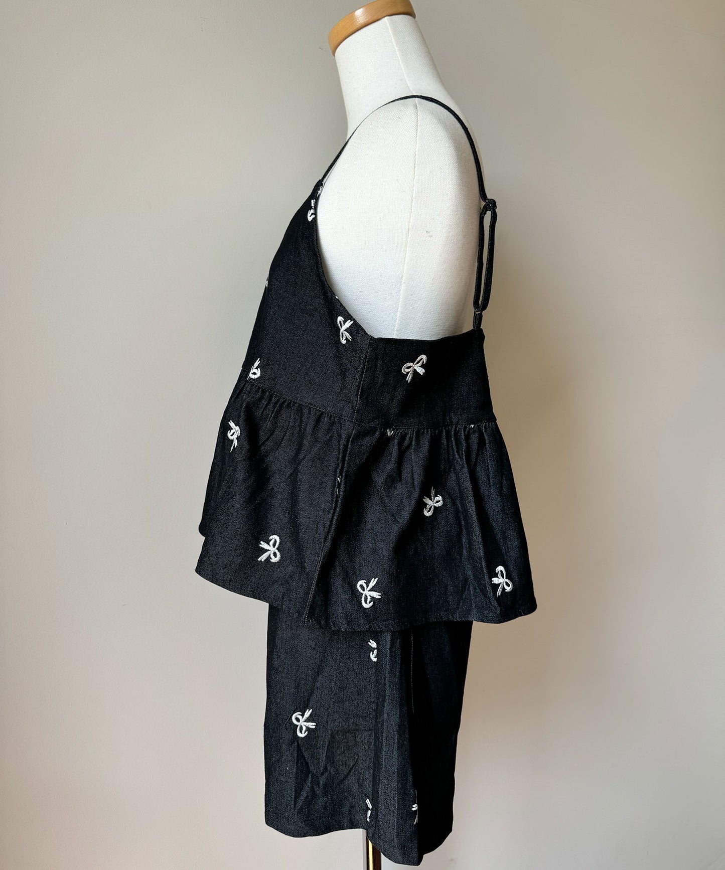リボン刺繍デニムセットアップ