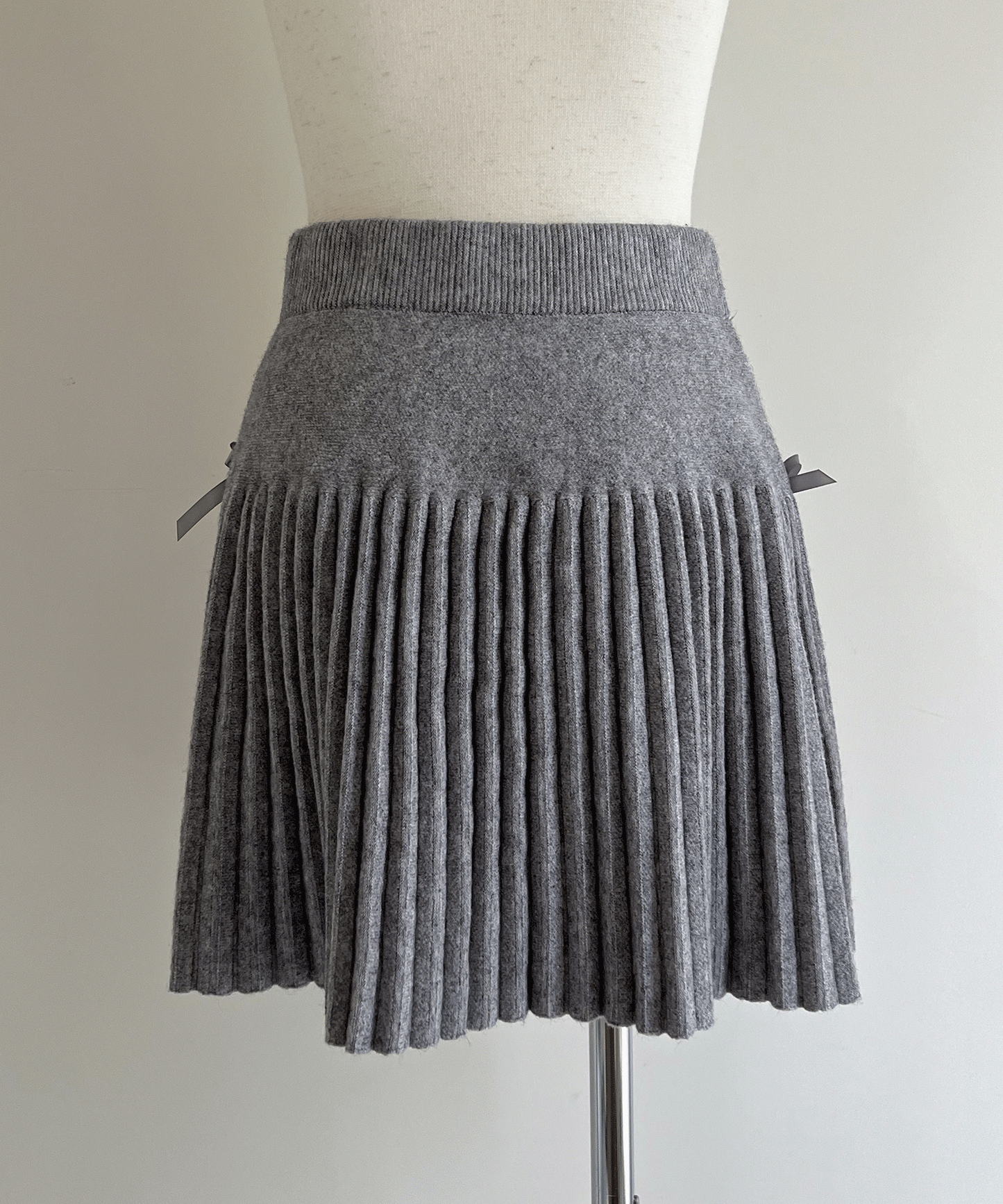 リボンニットプリーツスカート