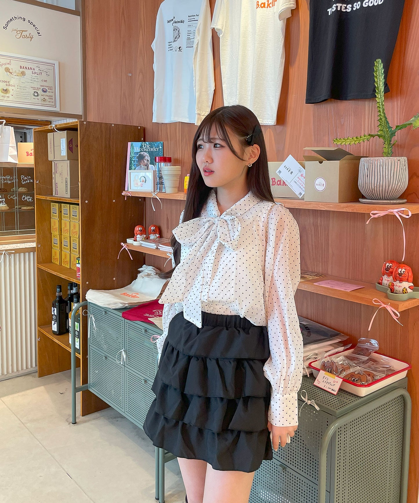 ドットシフォンボウタイブラウス