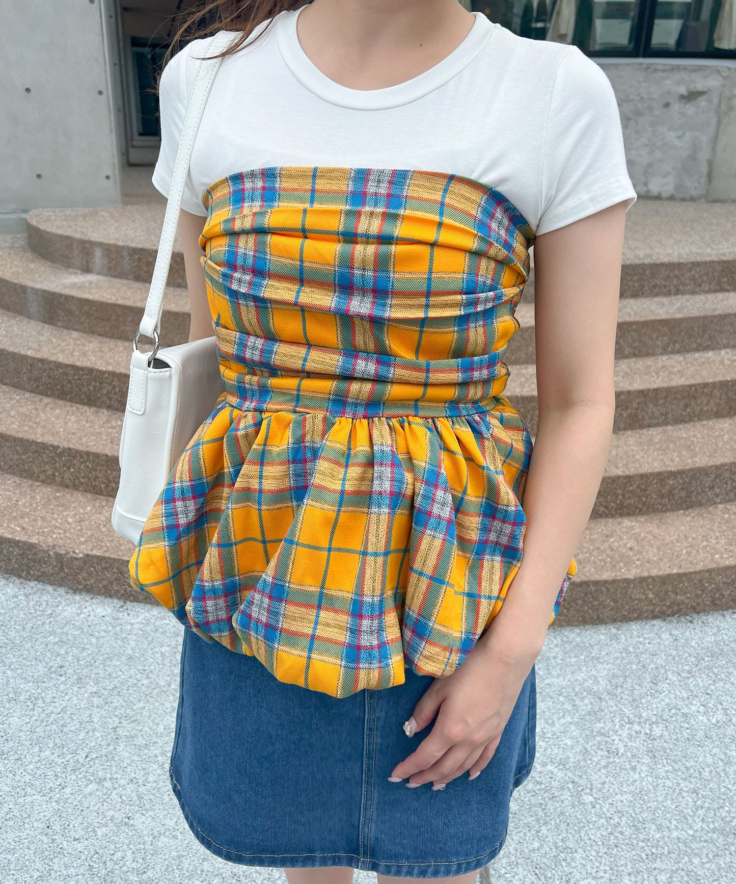 【Official限定販売】チェックベアペプラムトップス