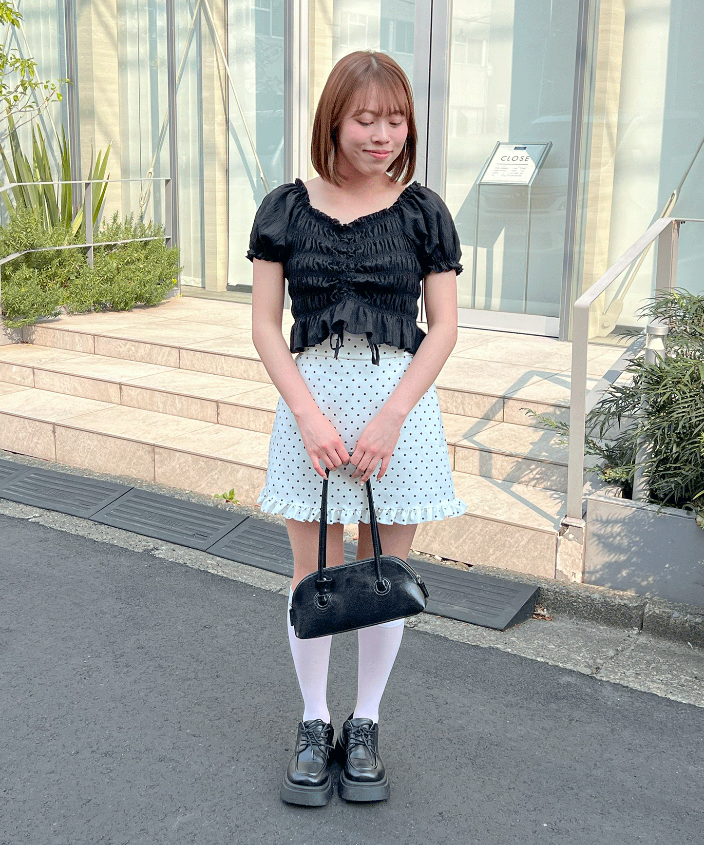 パフスリーブシャーリングブラウス