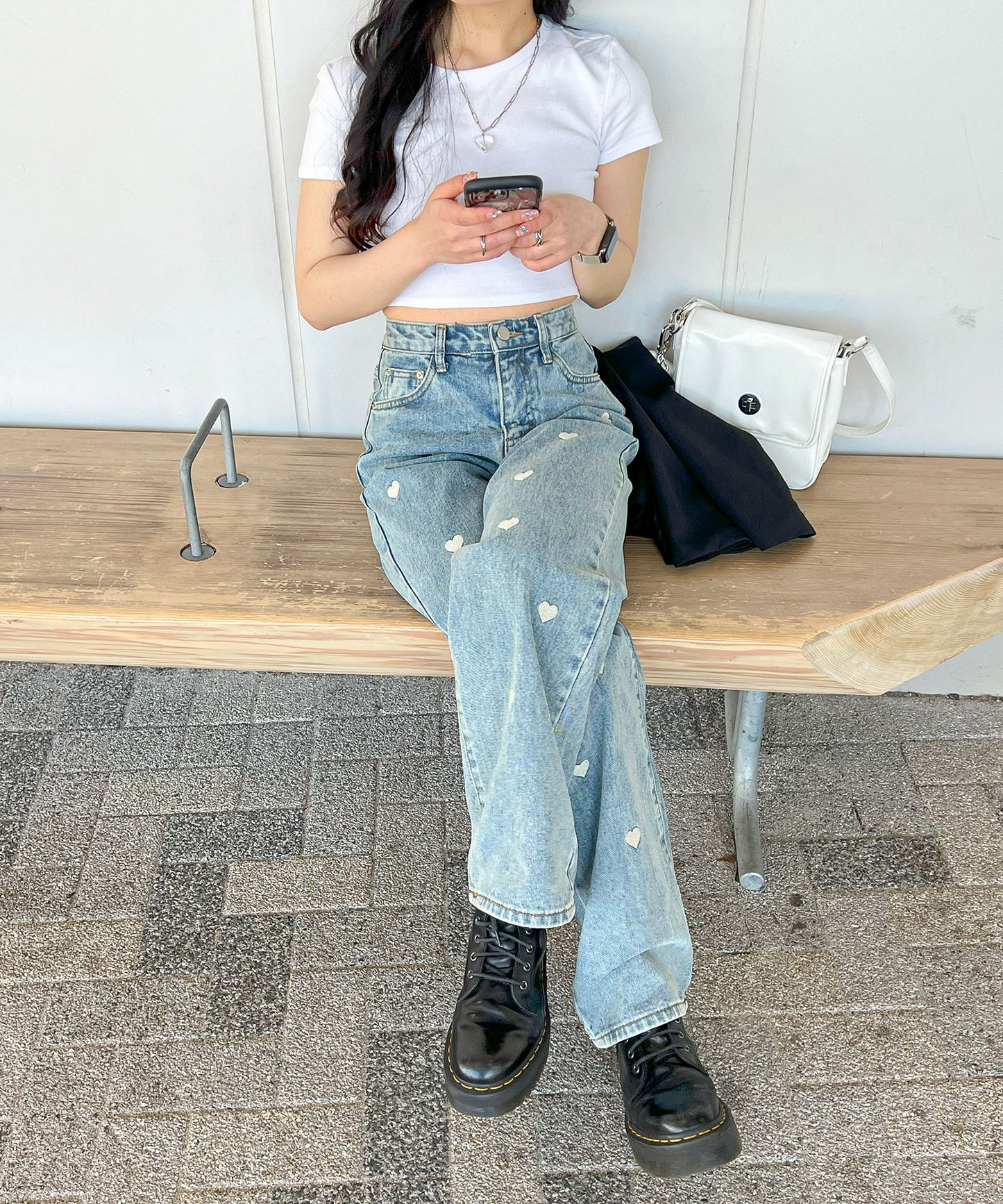 【Official限定販売】ハート刺繡デニムパンツ