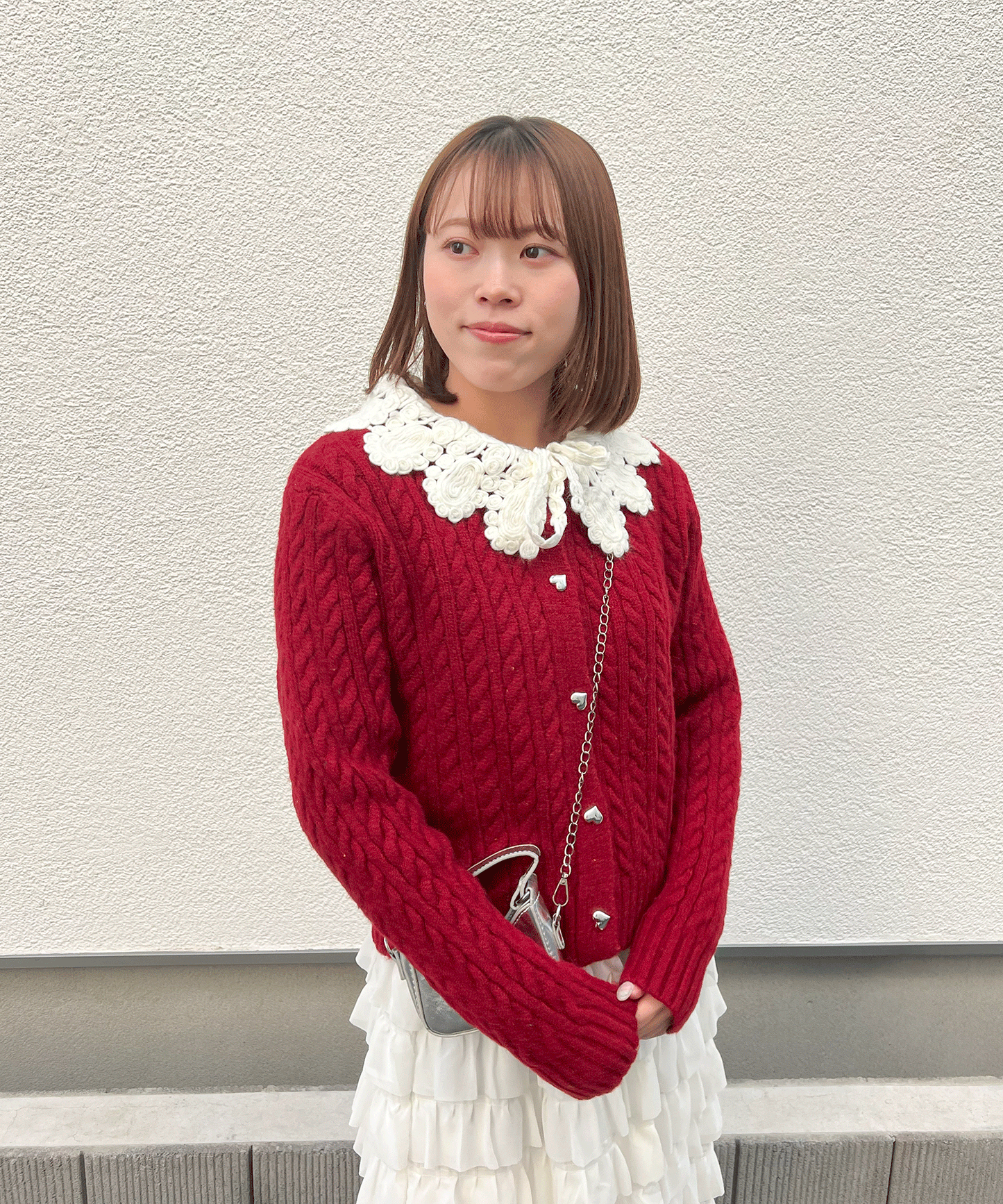 【Official限定価格】襟付きハートボタンニットカーデ