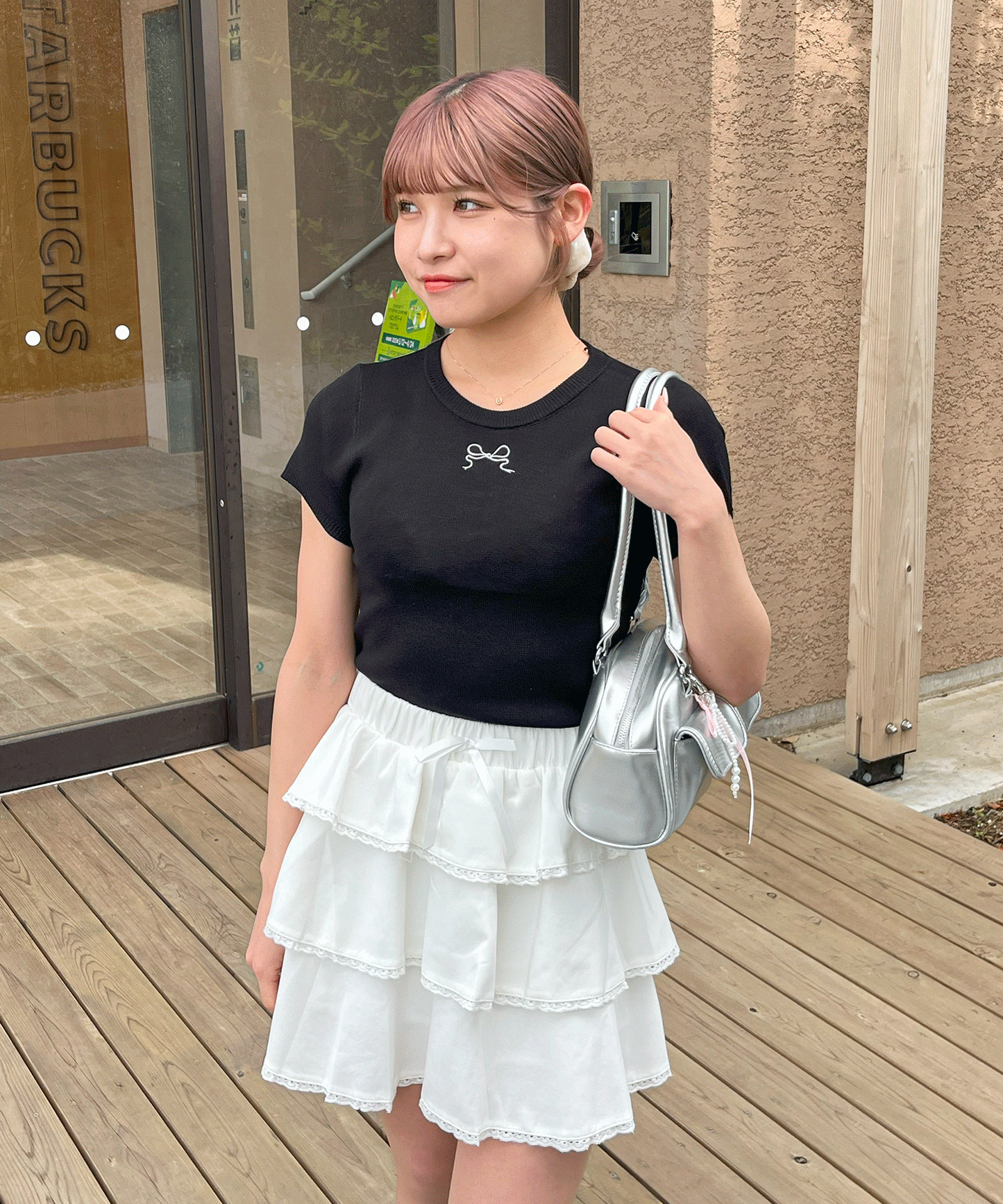リボンニットトップス