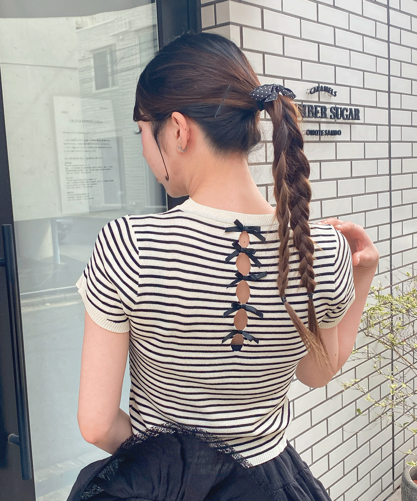 リボンニットトップス