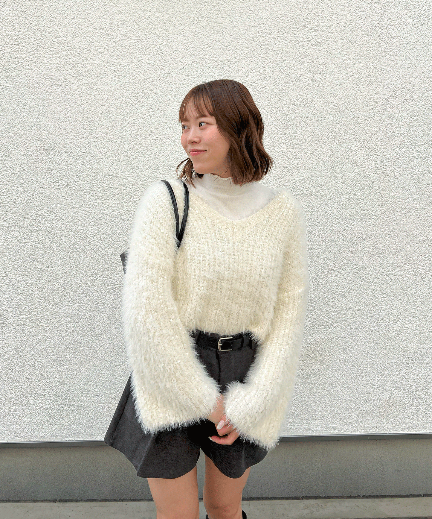 ベルト付きタックショートパンツ