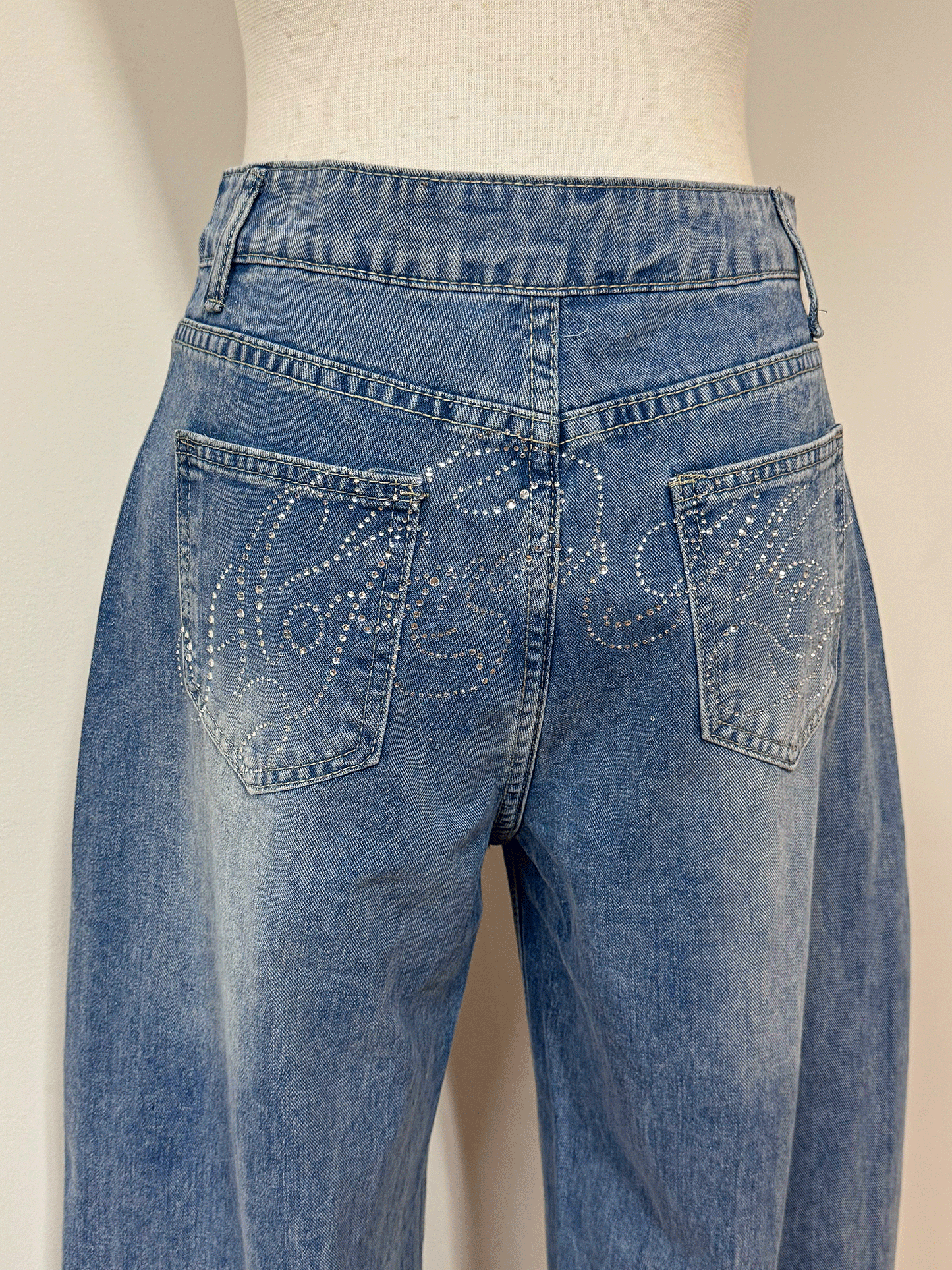 【Official限定価格】バッグラインストーンデニムパンツ