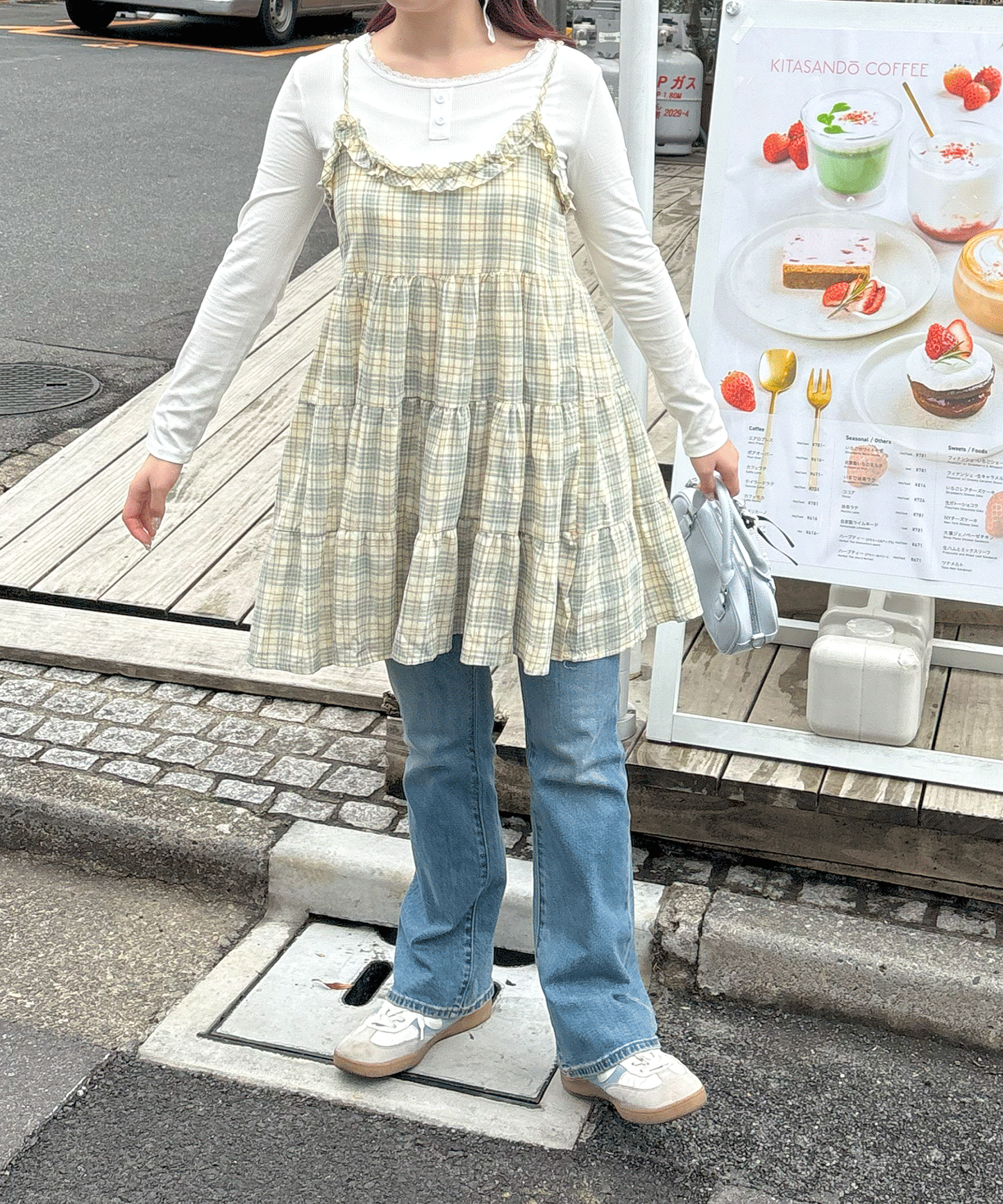 チェックキャミワンピース