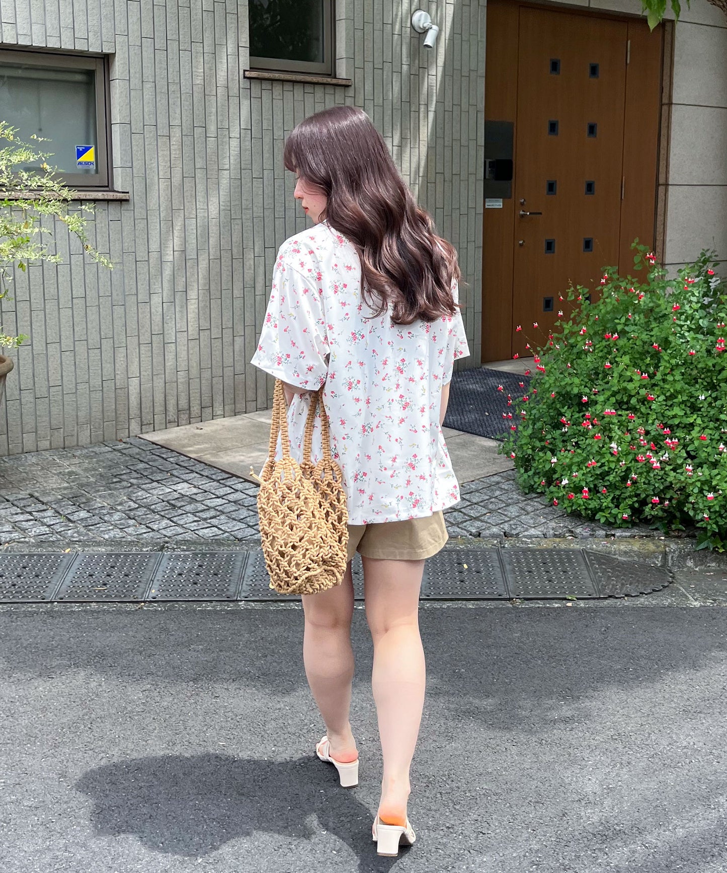 小花柄オープンカラーシャツ