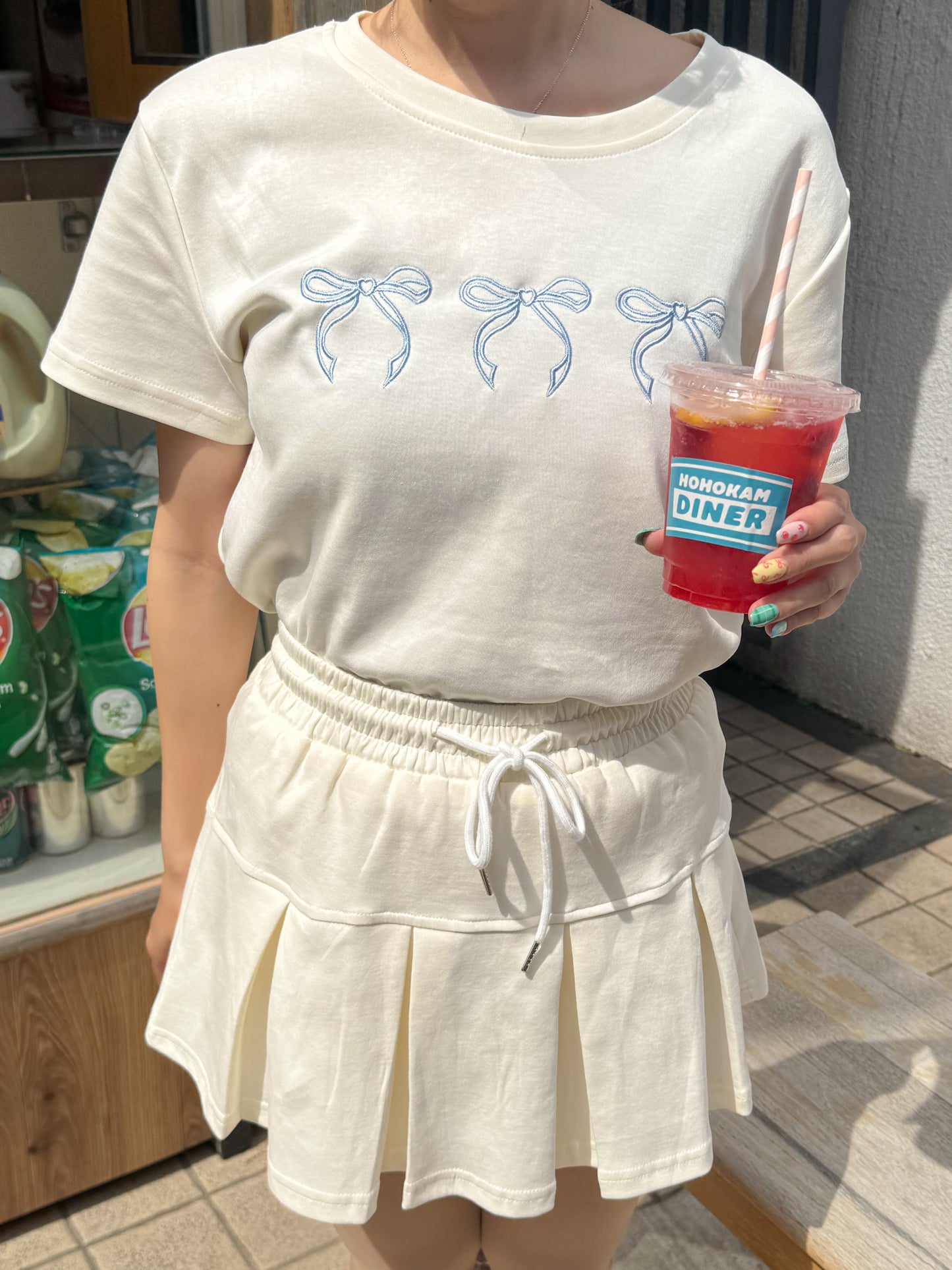 リボン刺繡スエットセットアップ