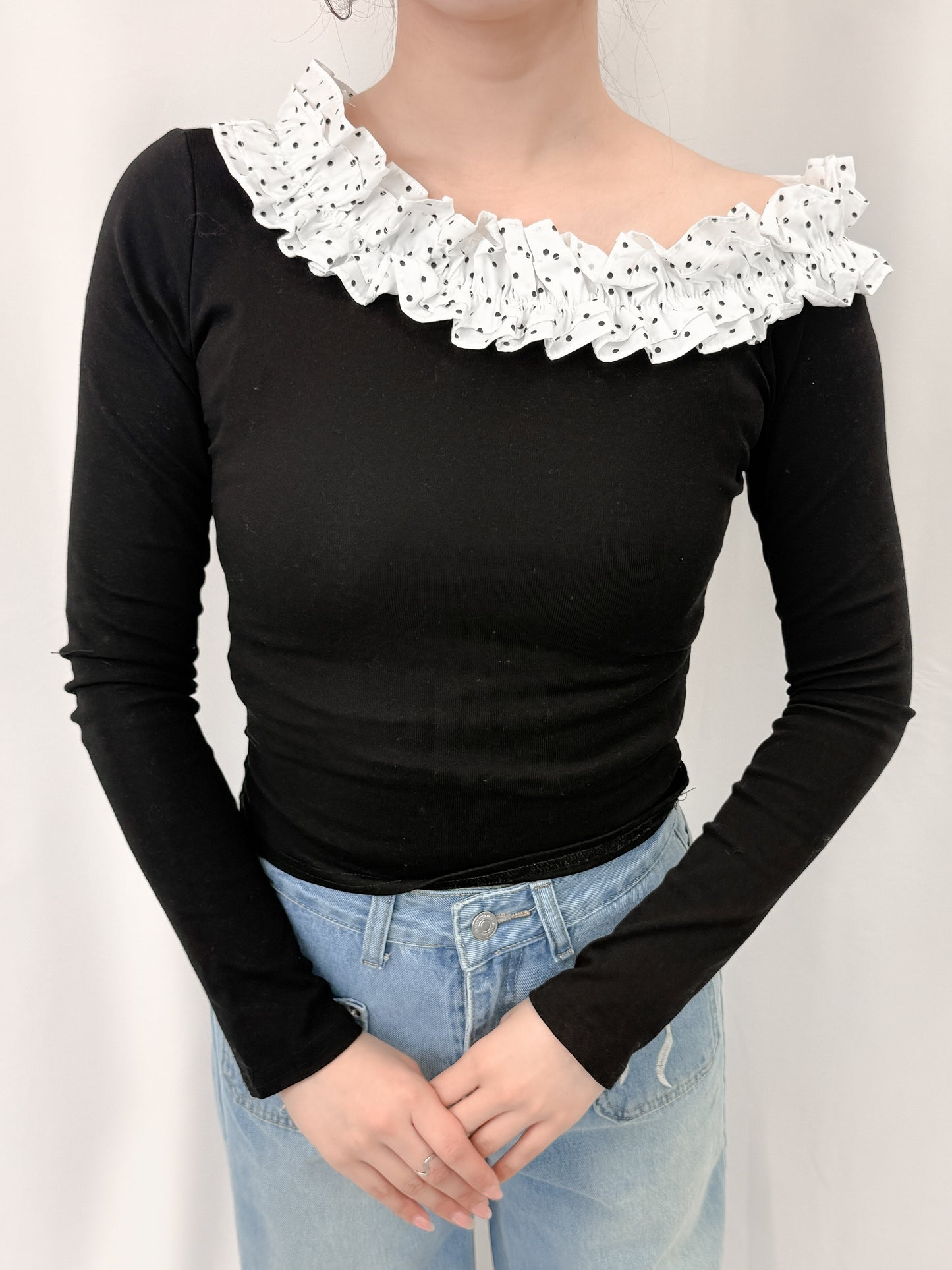 ドットフリルワンショルリボンT