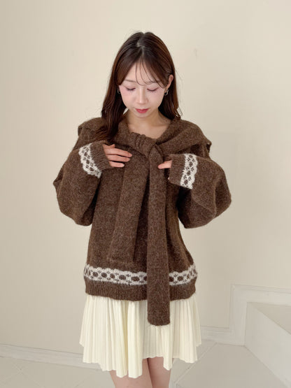 【Official限定価格】リボンショール付きニット