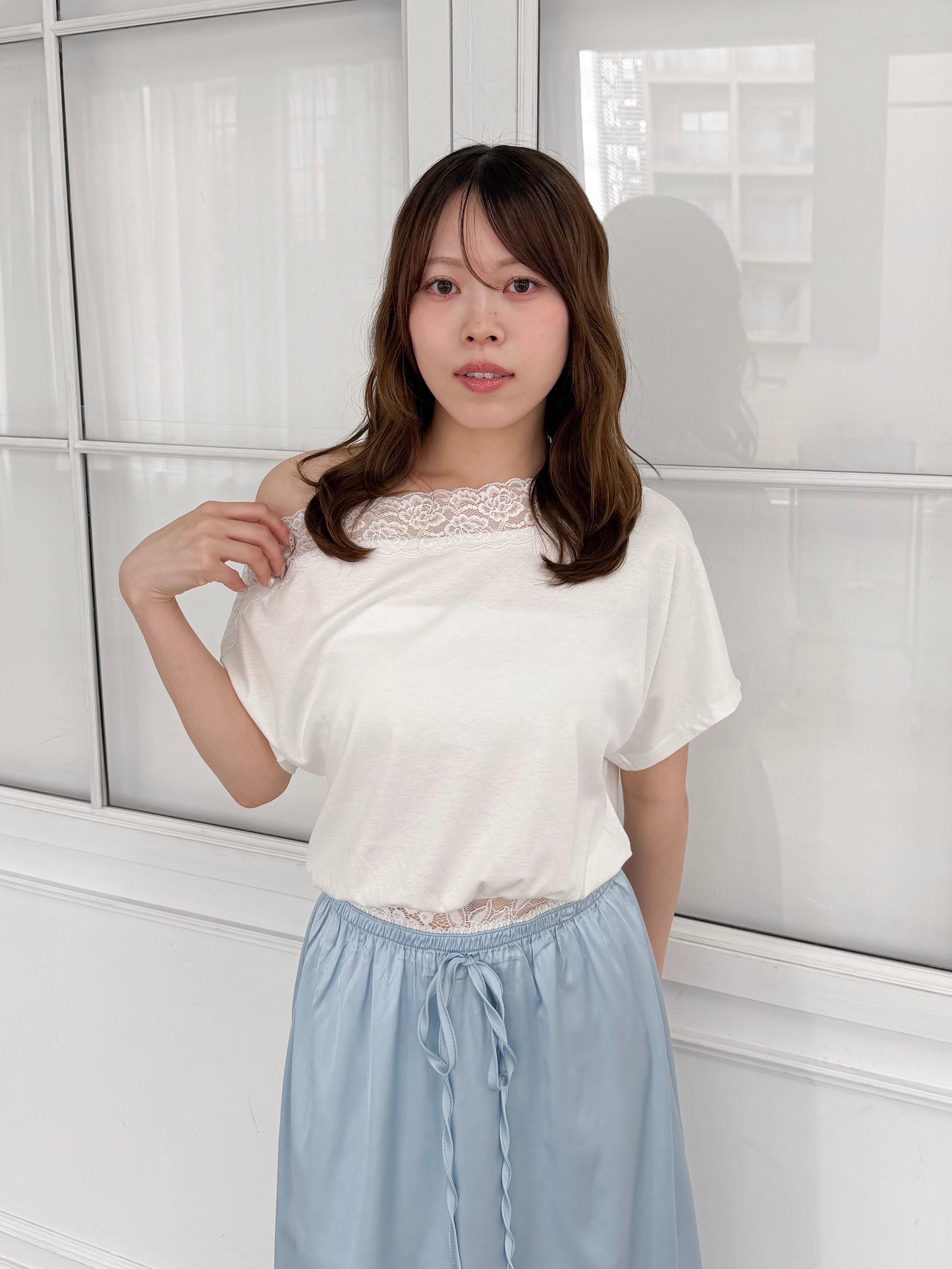 レースワンショルダーT