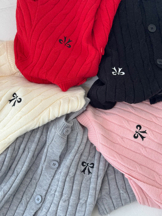 【Official限定価格】リボン刺繍ニットカーディガン