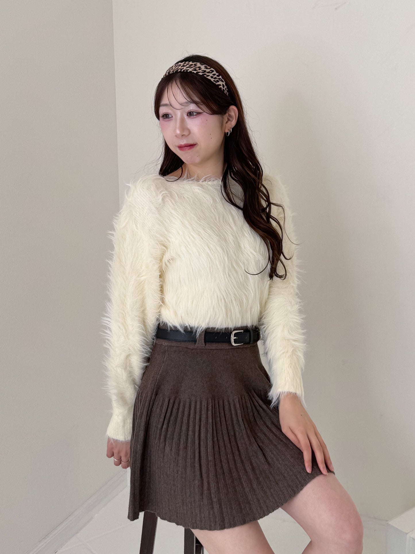 【Official限定価格】ベルト付きニットプリーツスカート