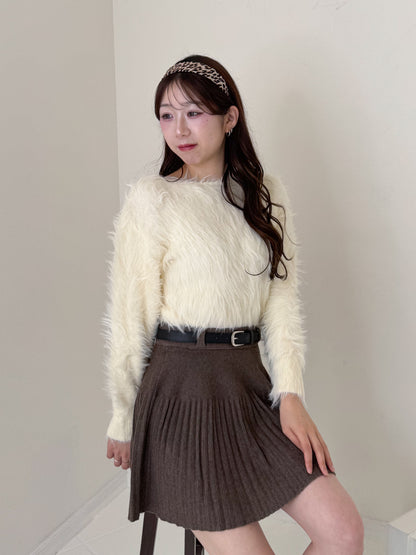 【Official限定価格】ベルト付きニットプリーツスカート